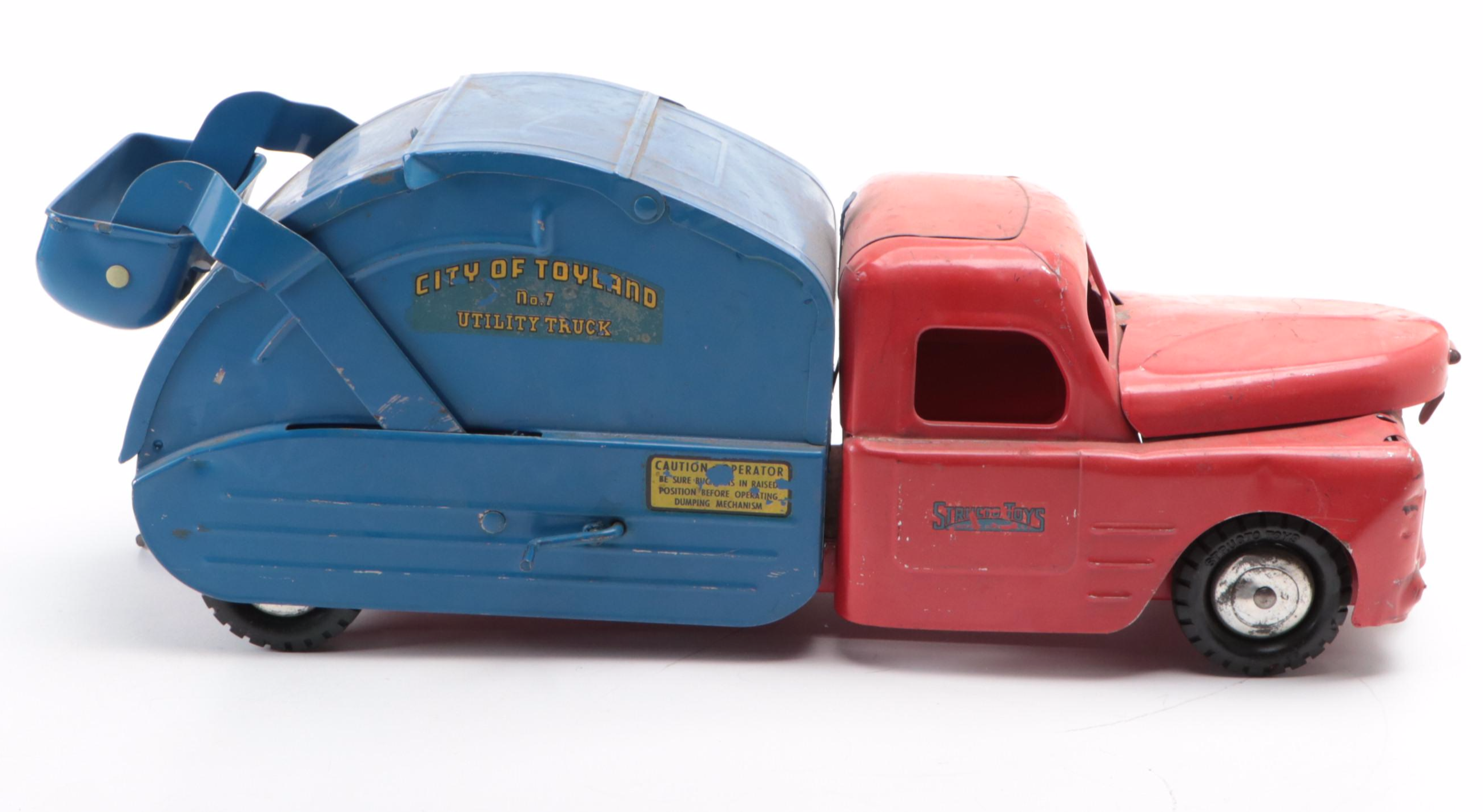 Structo "City of Toyland No. 7" Pressed Steel Toy Utility Truck, Mid-20th C.