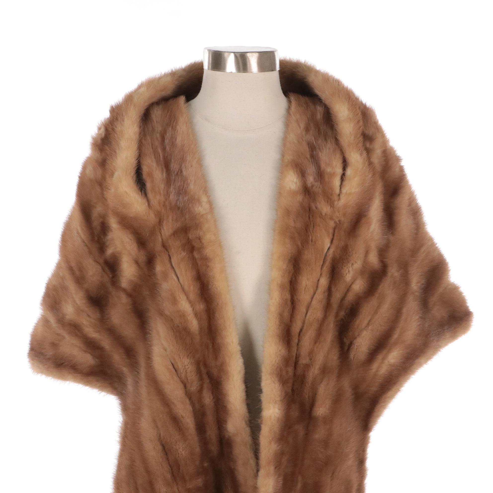 Felix Hiedman Pastel Mink Fur Stole, Mid to Late 20th Century