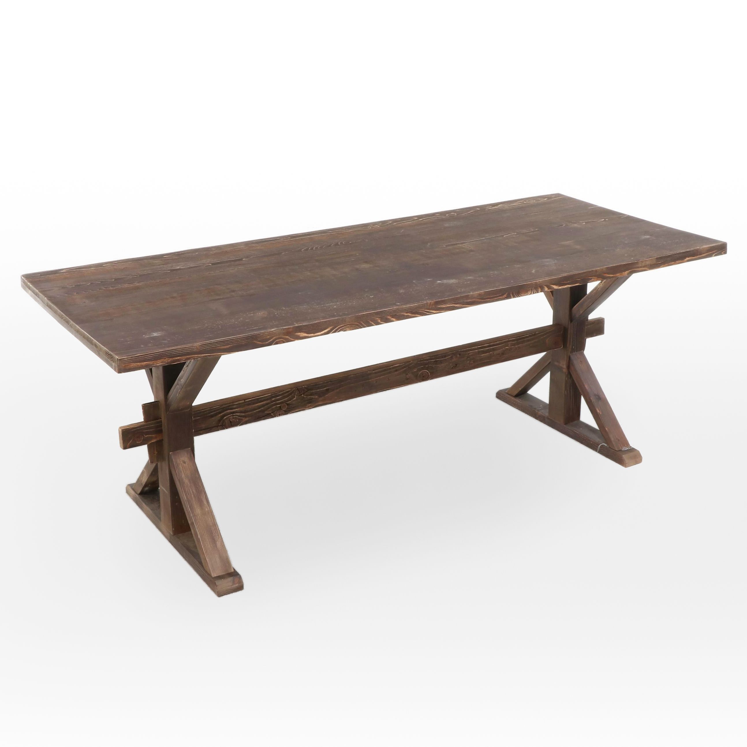Rustic Style Contemporary Oak Farm Trestle Table