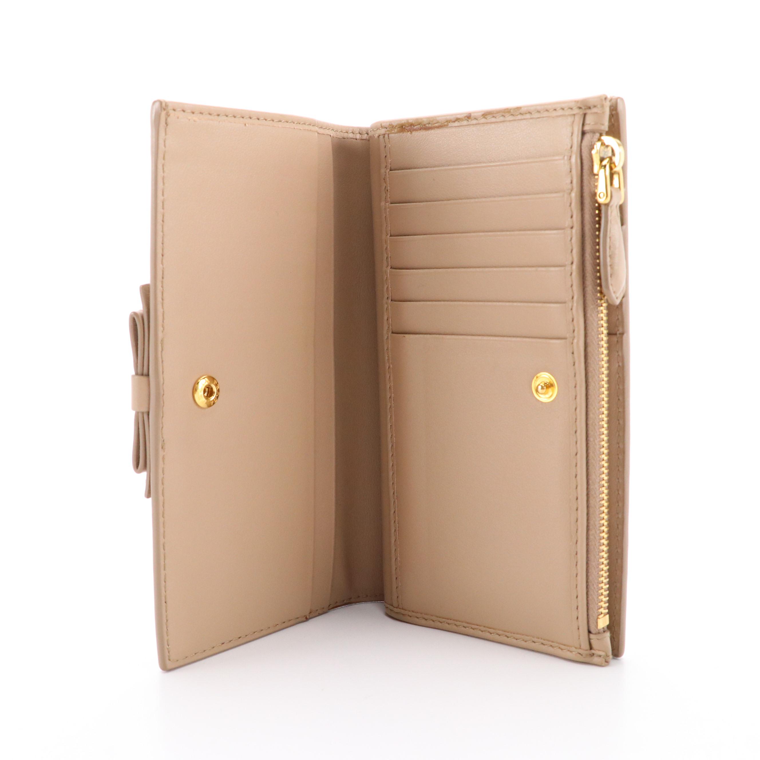 Prada Leather Bow Wallet with Box