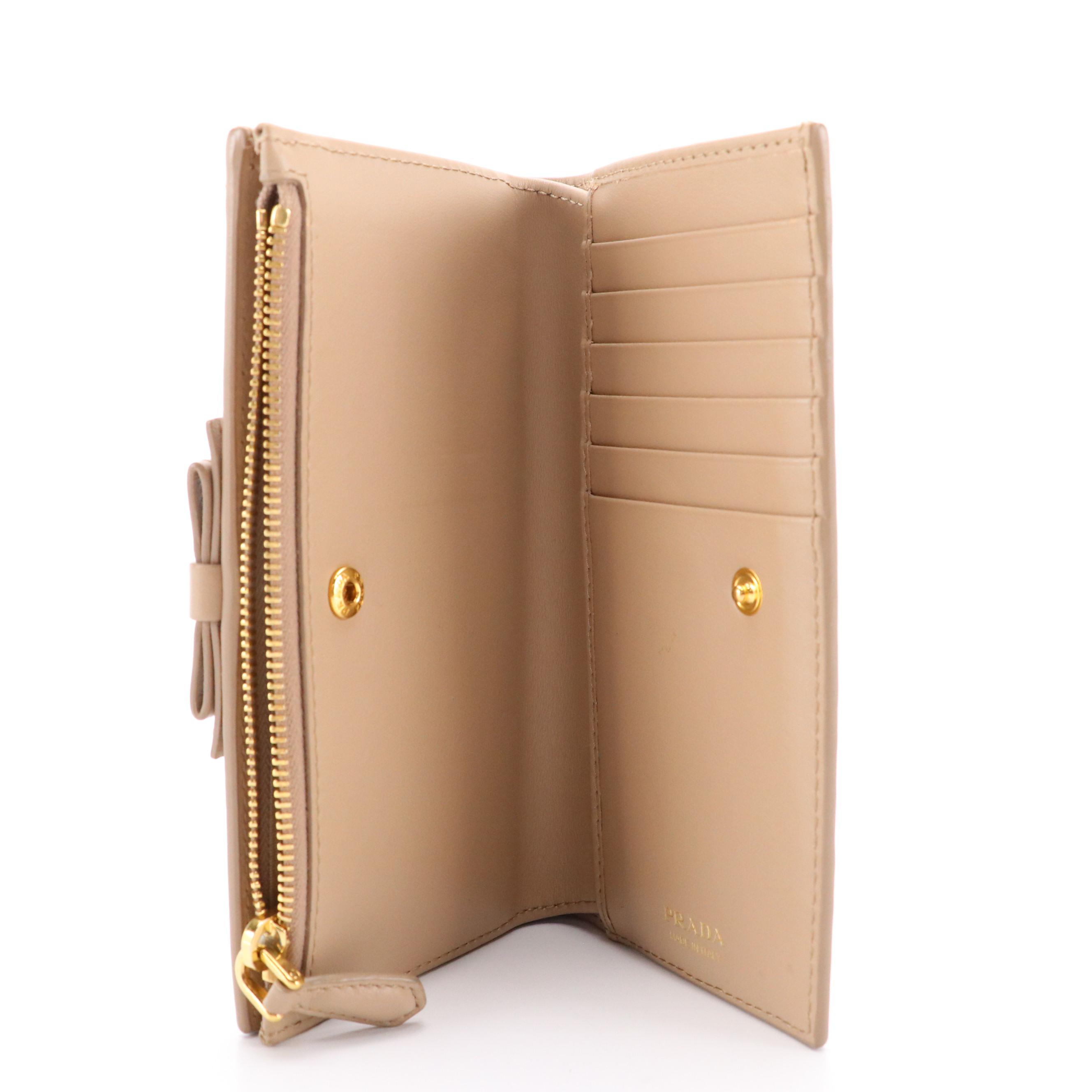 Prada Leather Bow Wallet with Box