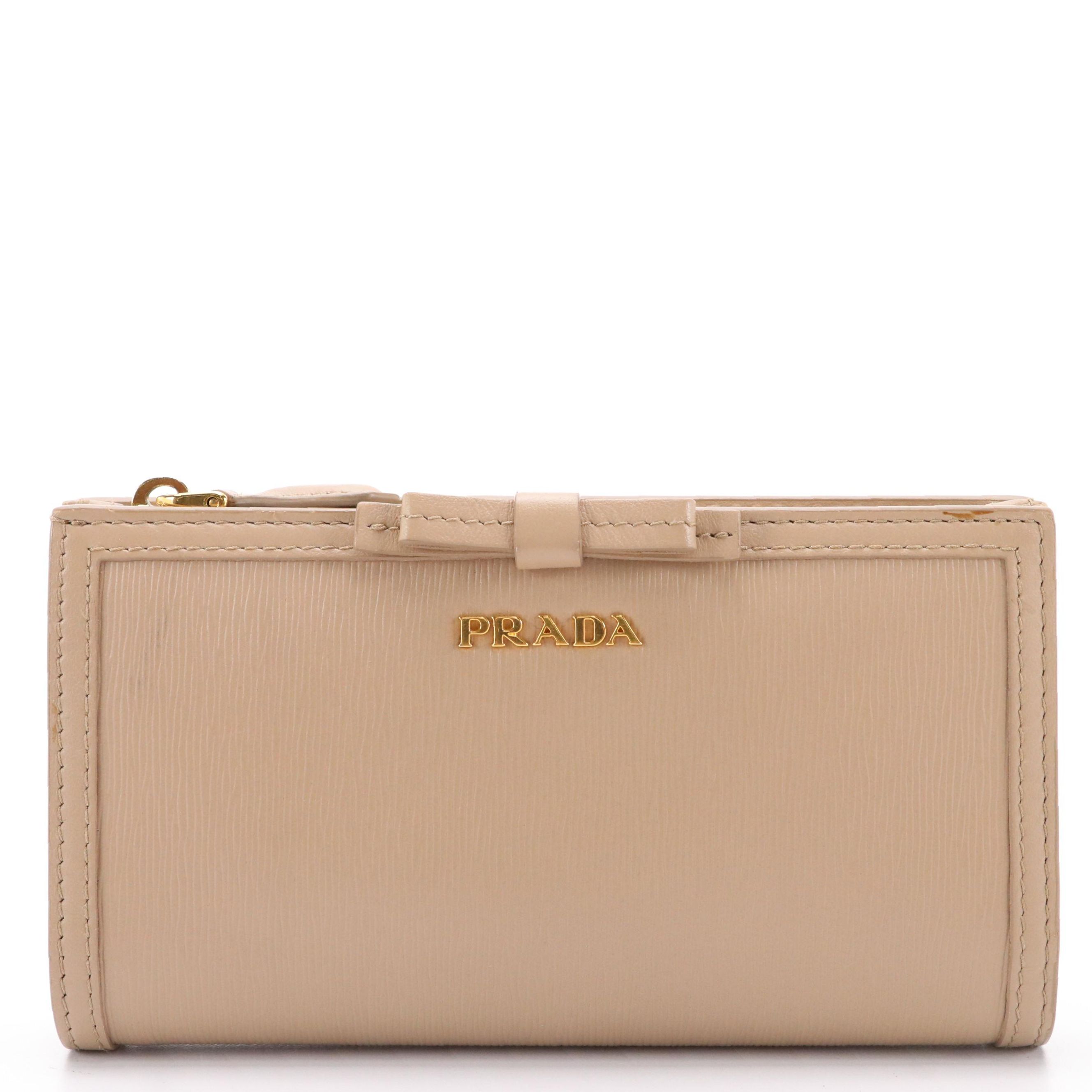 Prada Leather Bow Wallet with Box
