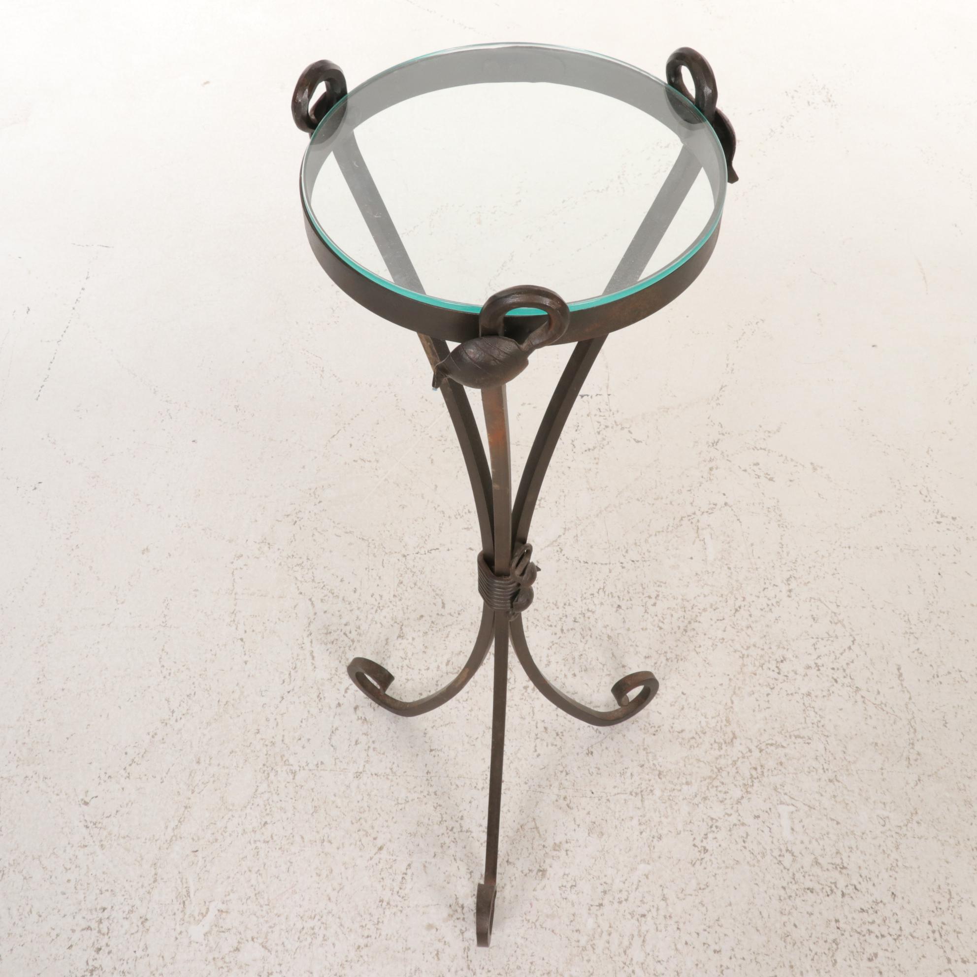 Stone Creek Iron Works Attributed Custom Wrought Iron Leaf Plant Stand