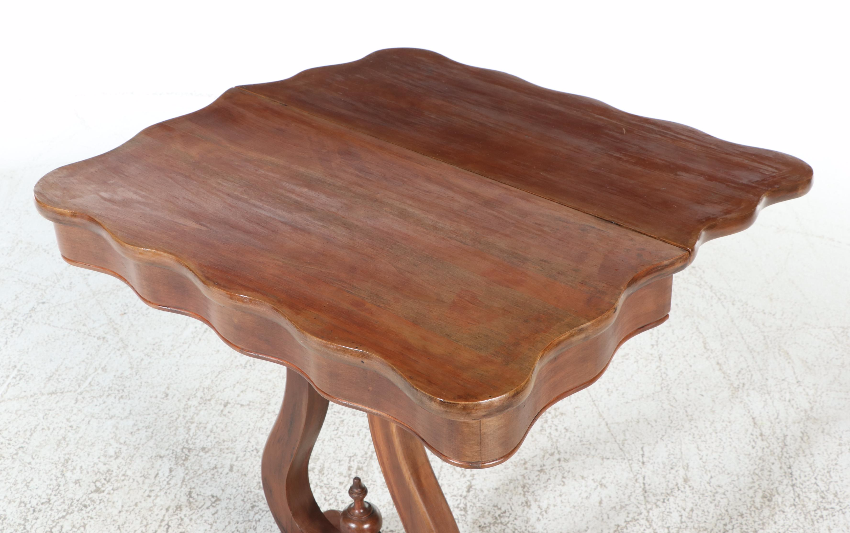 Carl Forslund Empire Style Lyre-Base Games Table, Mid-20th Century