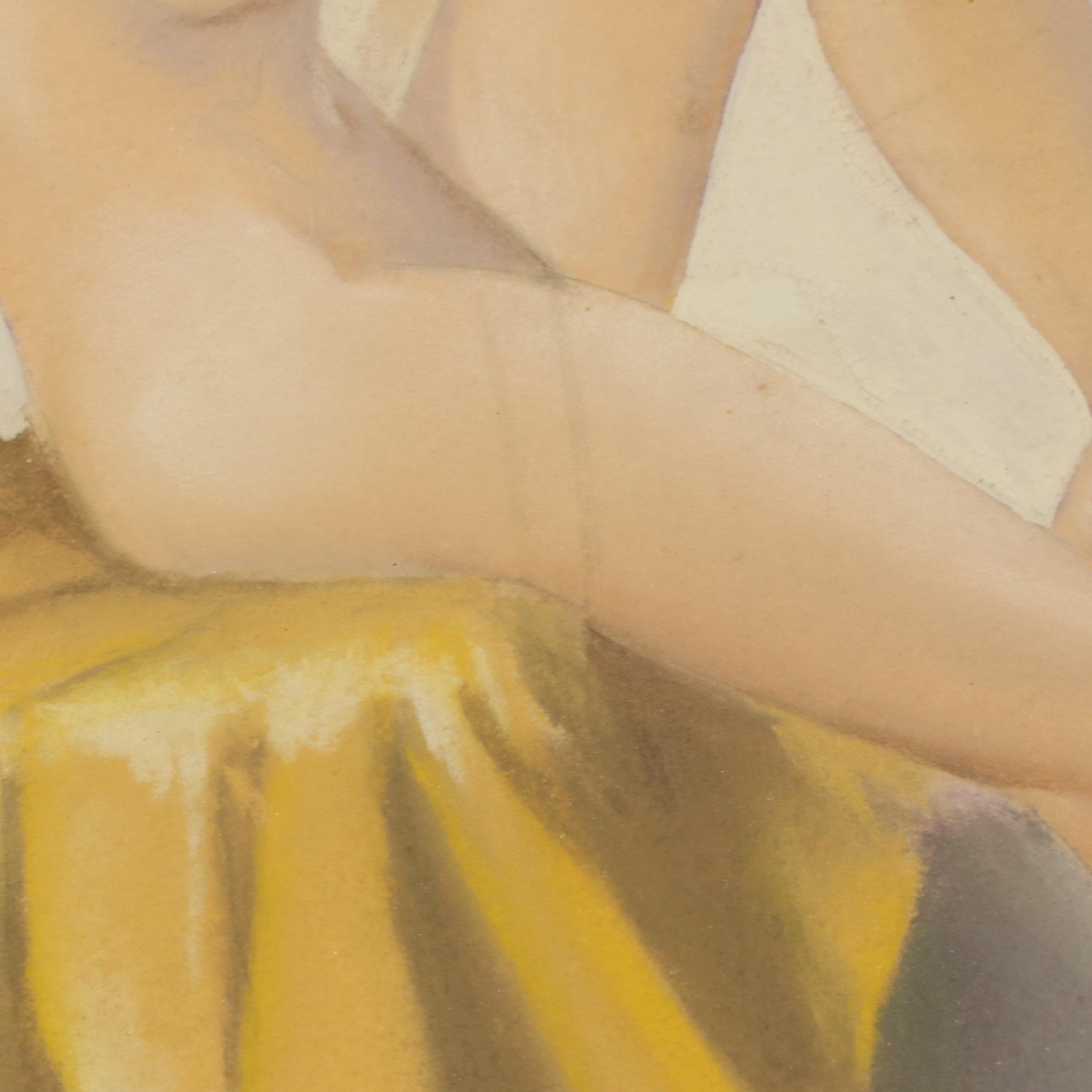 Pin-Up Style Oil Painting of Nude Woman, 20th Century