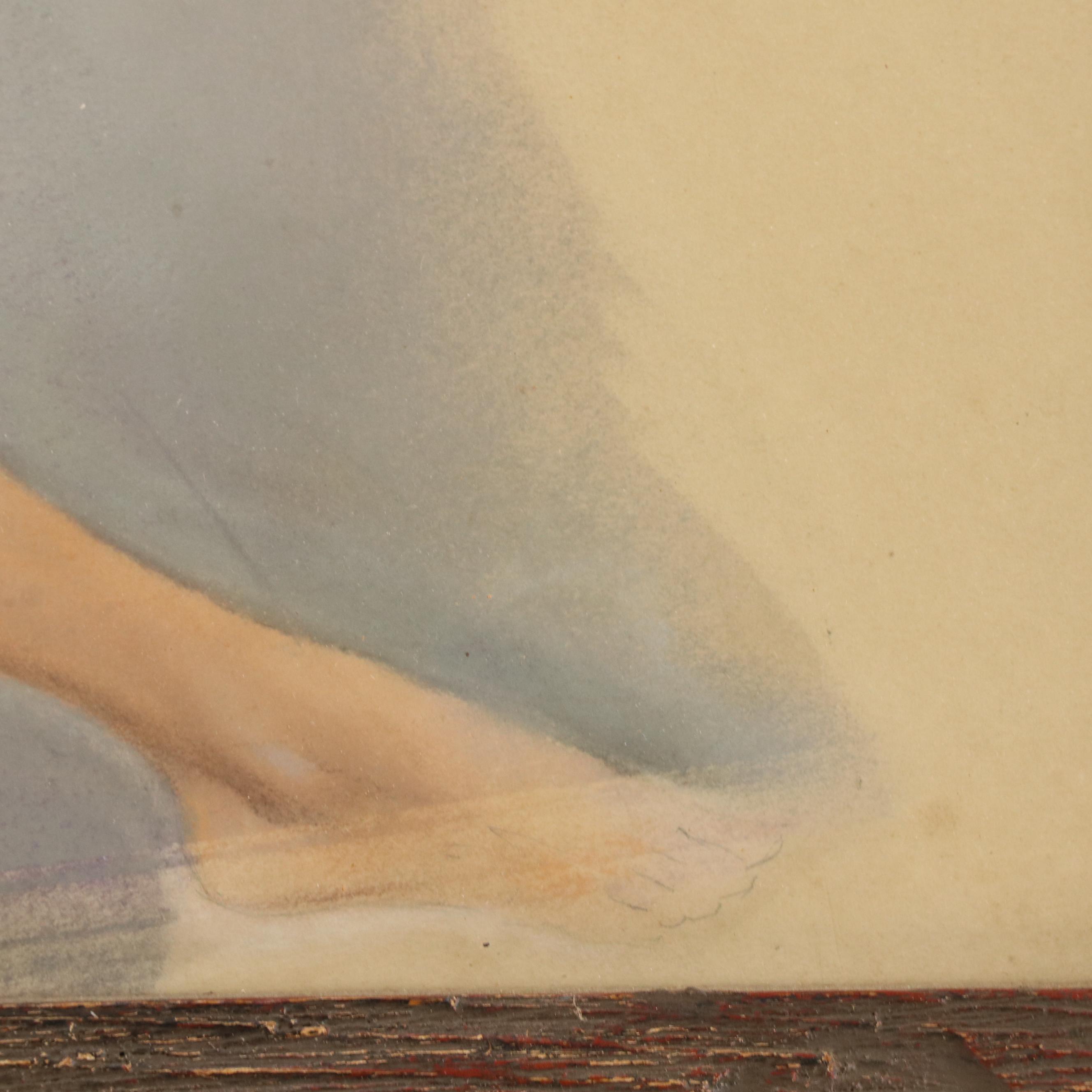 Pin-Up Style Oil Painting of Nude Woman, 20th Century