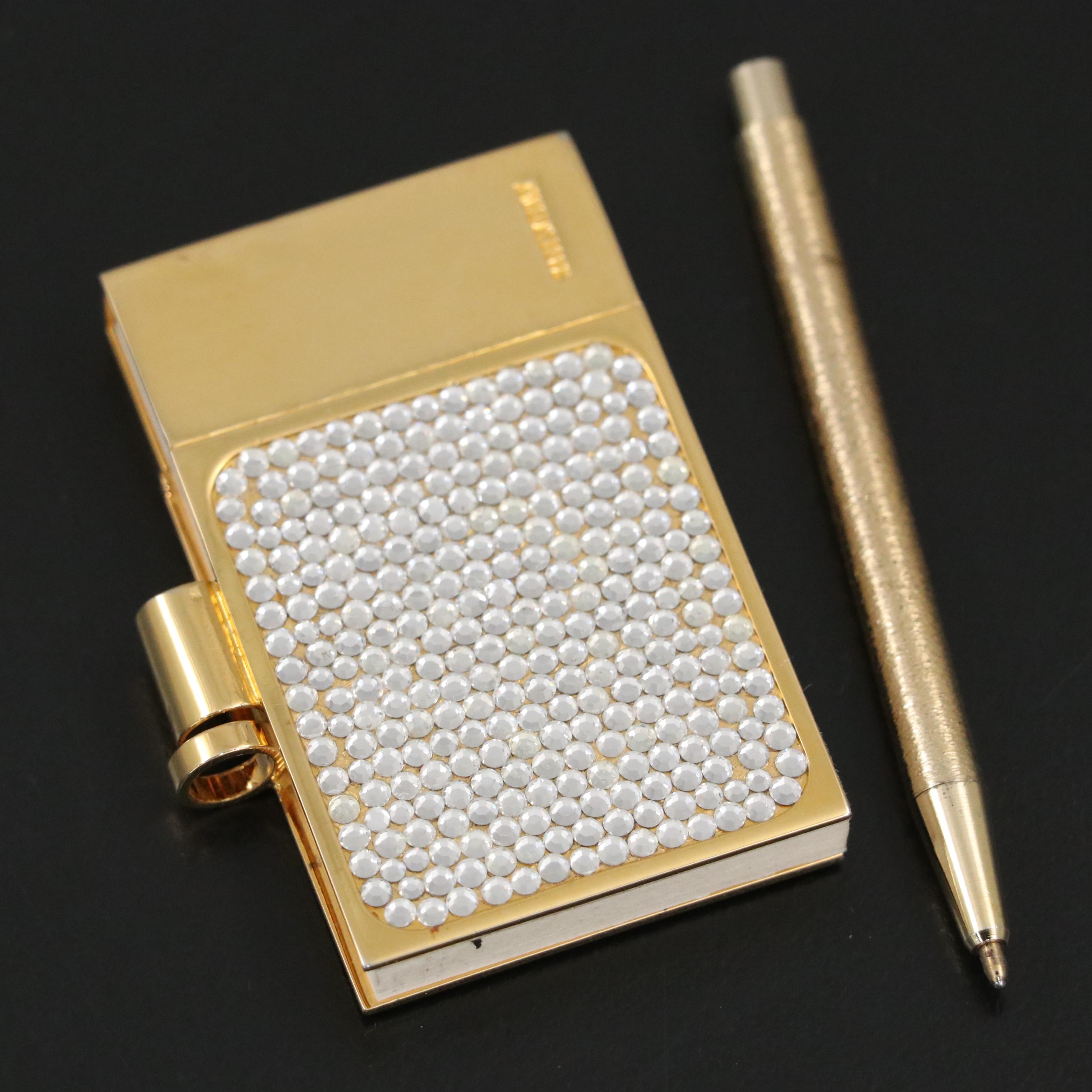Judith Leiber Embellished Mini Notepad with Pen