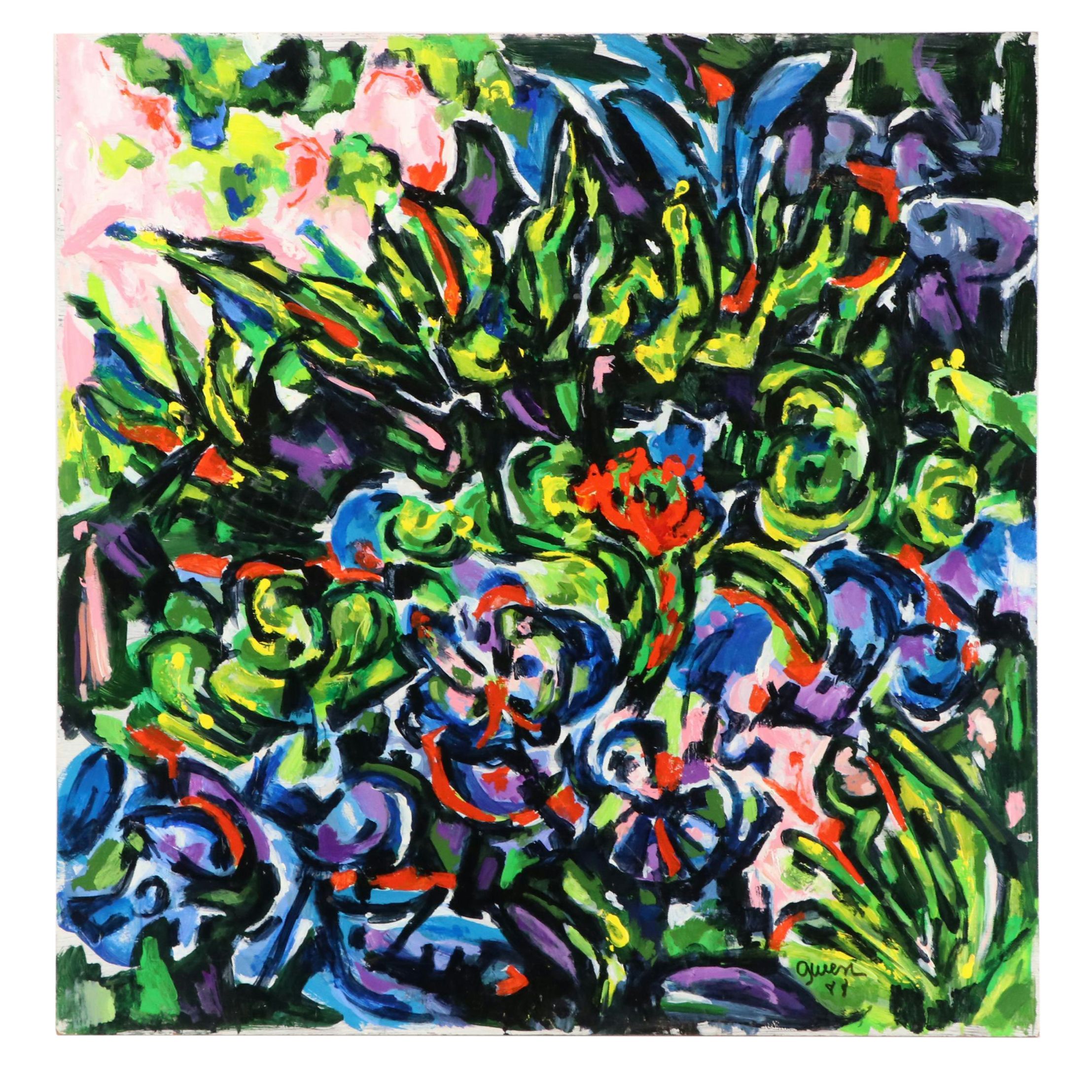 Gwen Doppler Modernist Abstract Acrylic Painting, 1988 | EBTH