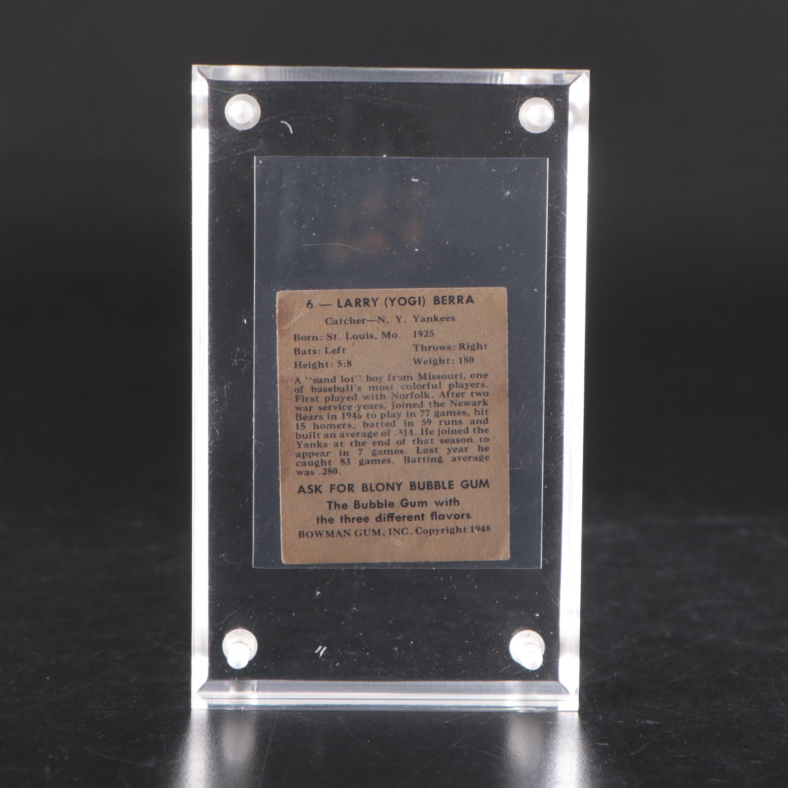 1948 Bowman Yogi Berra New York Yankees Rookie Baseball Card