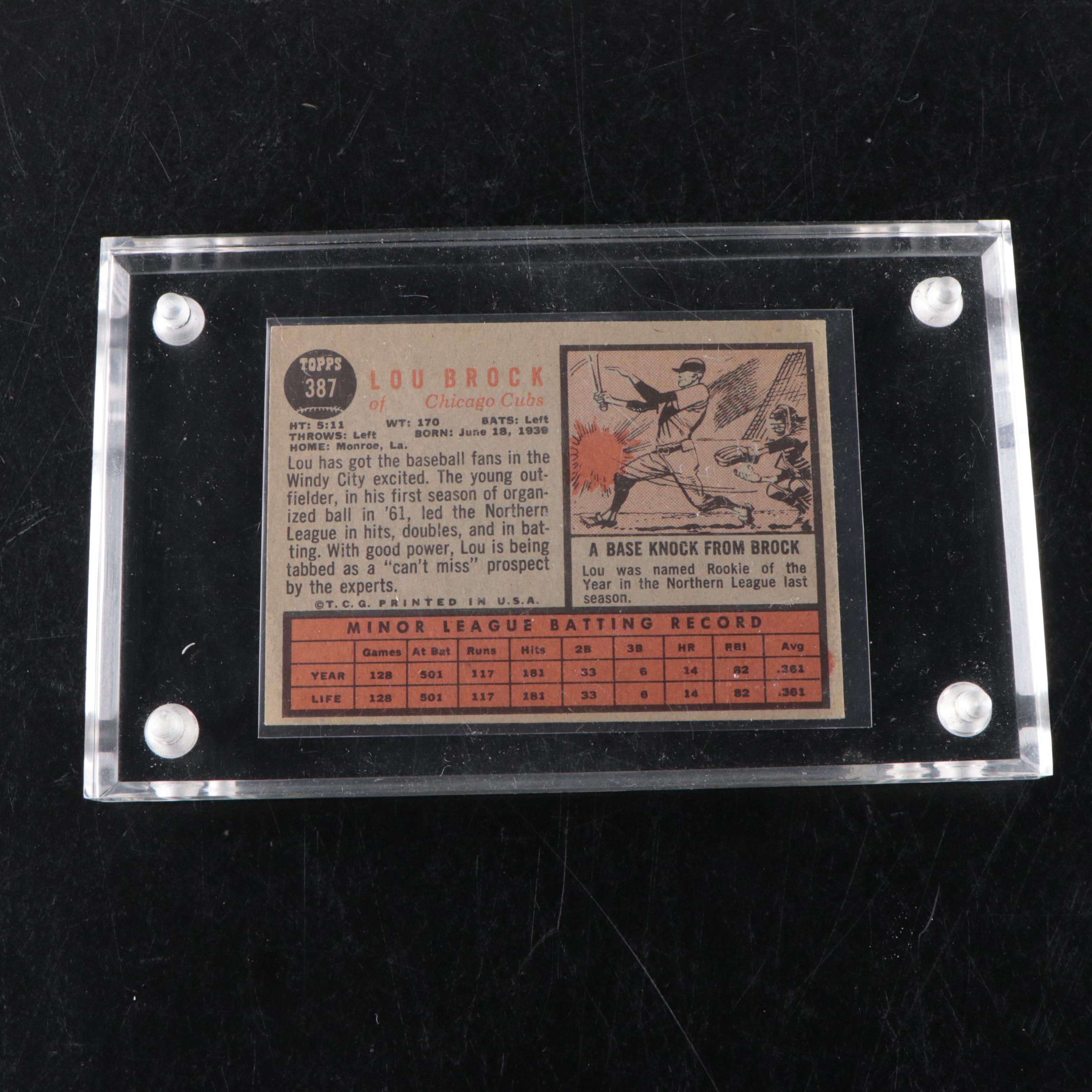 1962 Topps Lou Brock Chicago Cubs Rookie Baseball Card #387