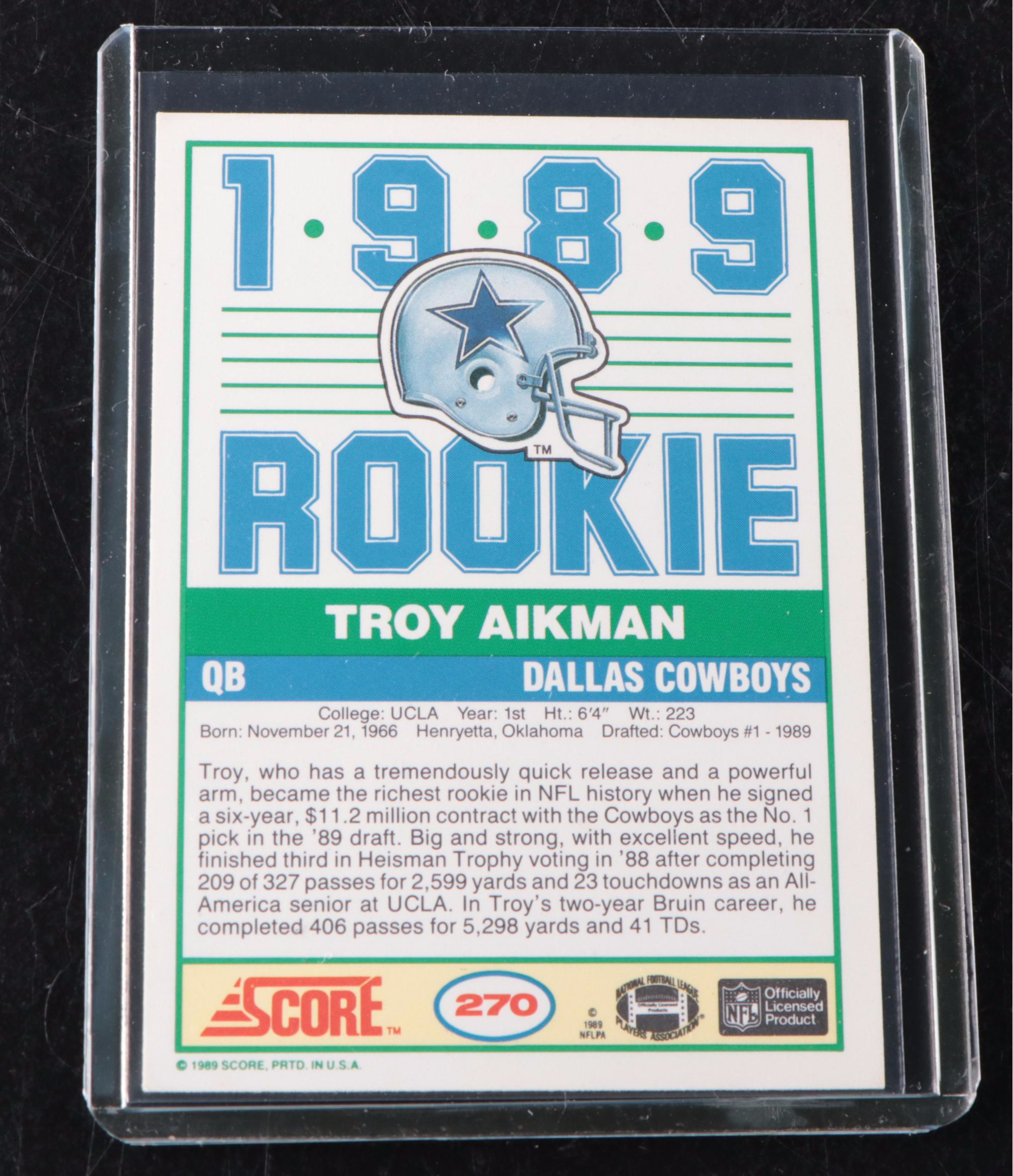 1984 Topps Dan Marino and 1989 Score Troy Aikman Rookie Football Cards