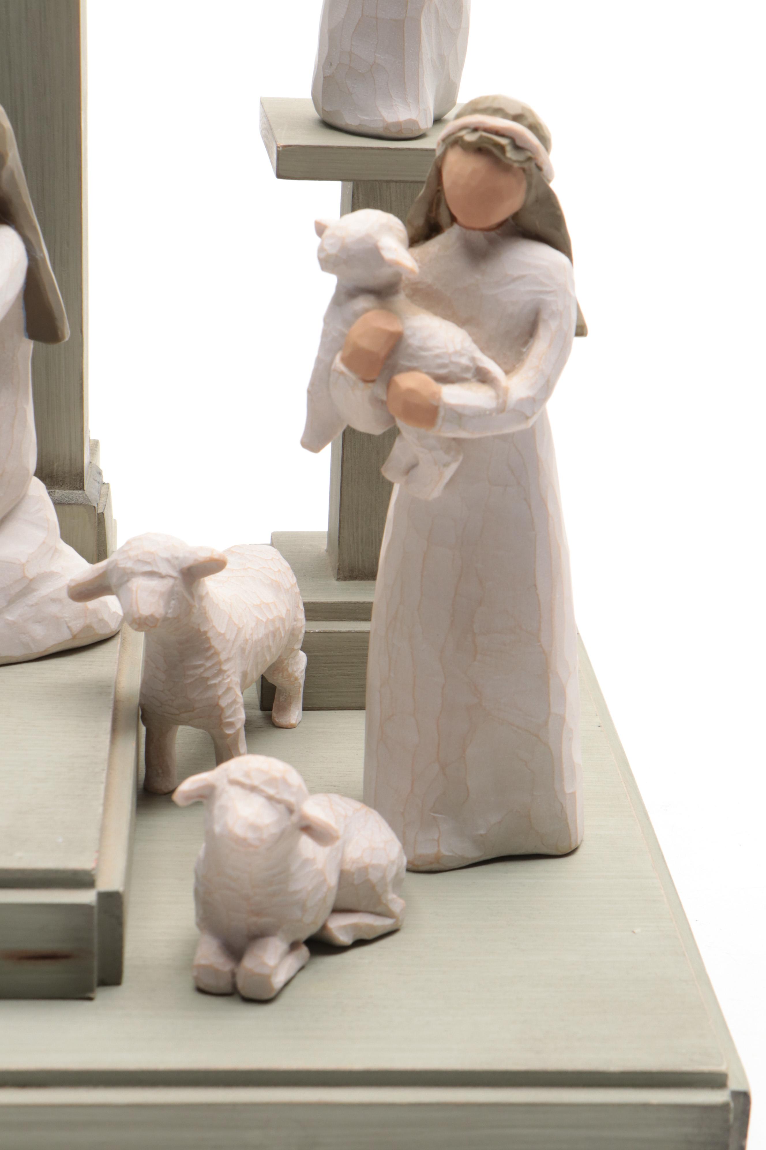 Willow Tree Crèche with Nativity and Other Figurines, 21st Century