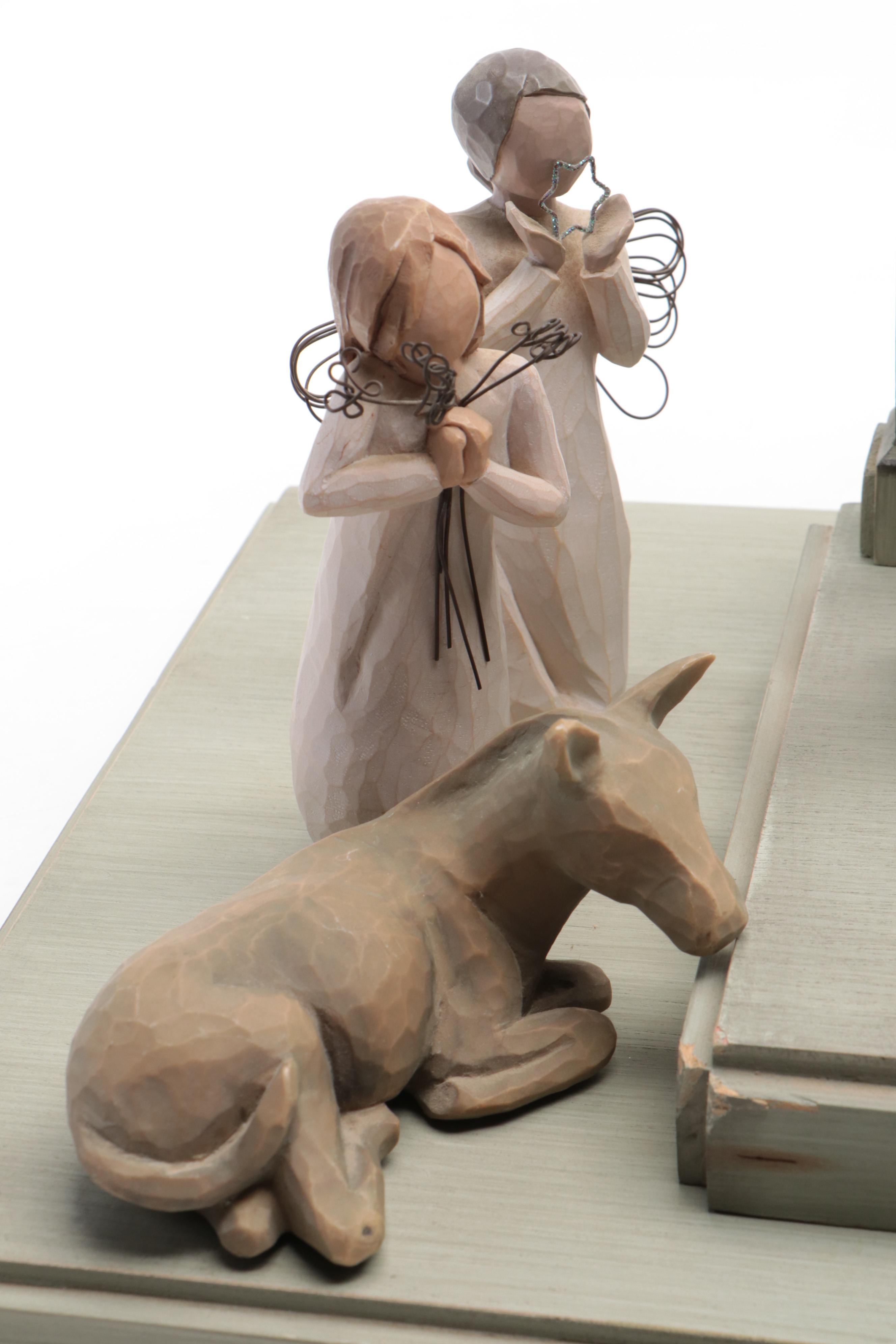 Willow Tree Crèche with Nativity and Other Figurines, 21st Century