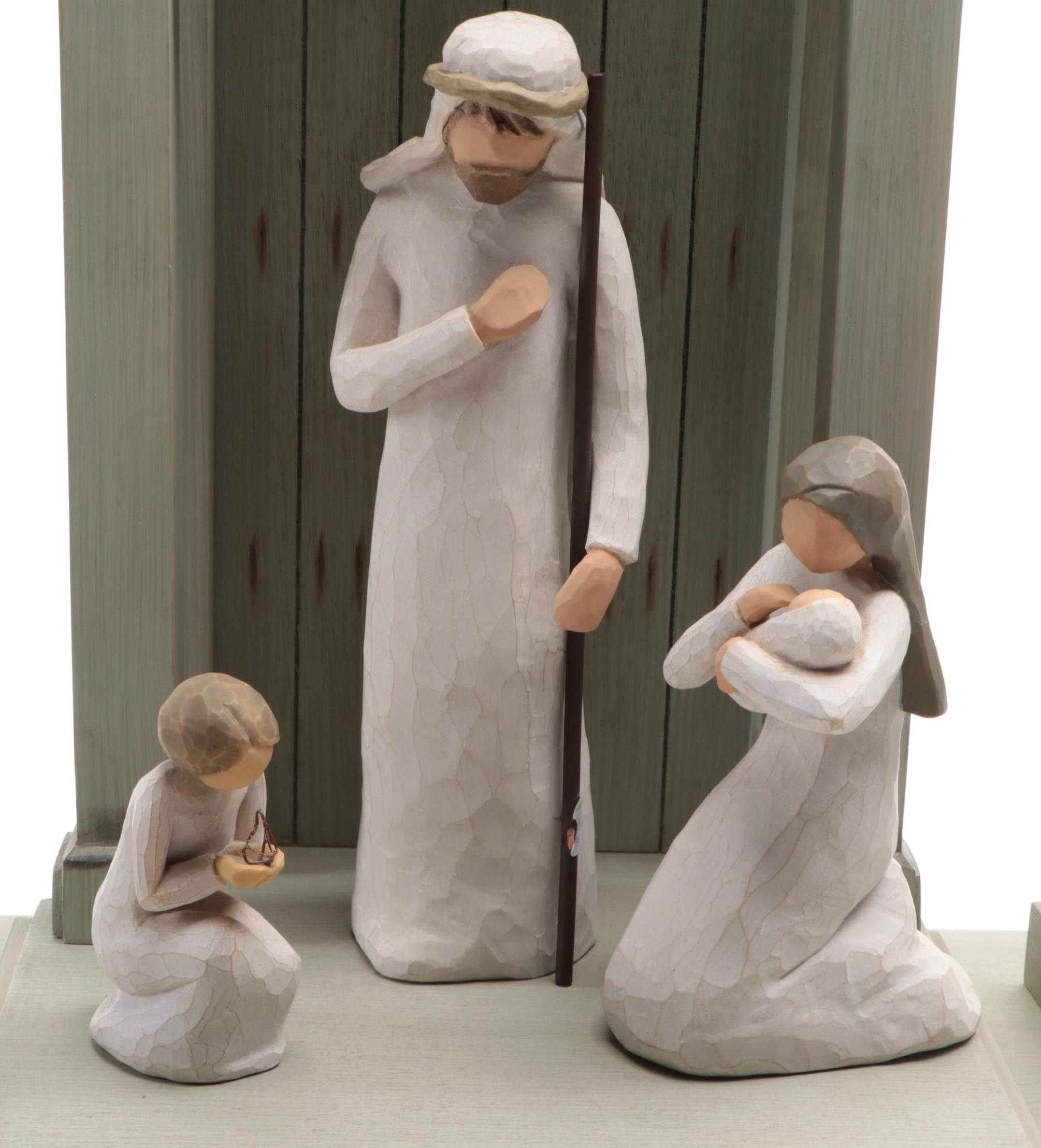 Willow Tree Crèche with Nativity and Other Figurines, 21st Century