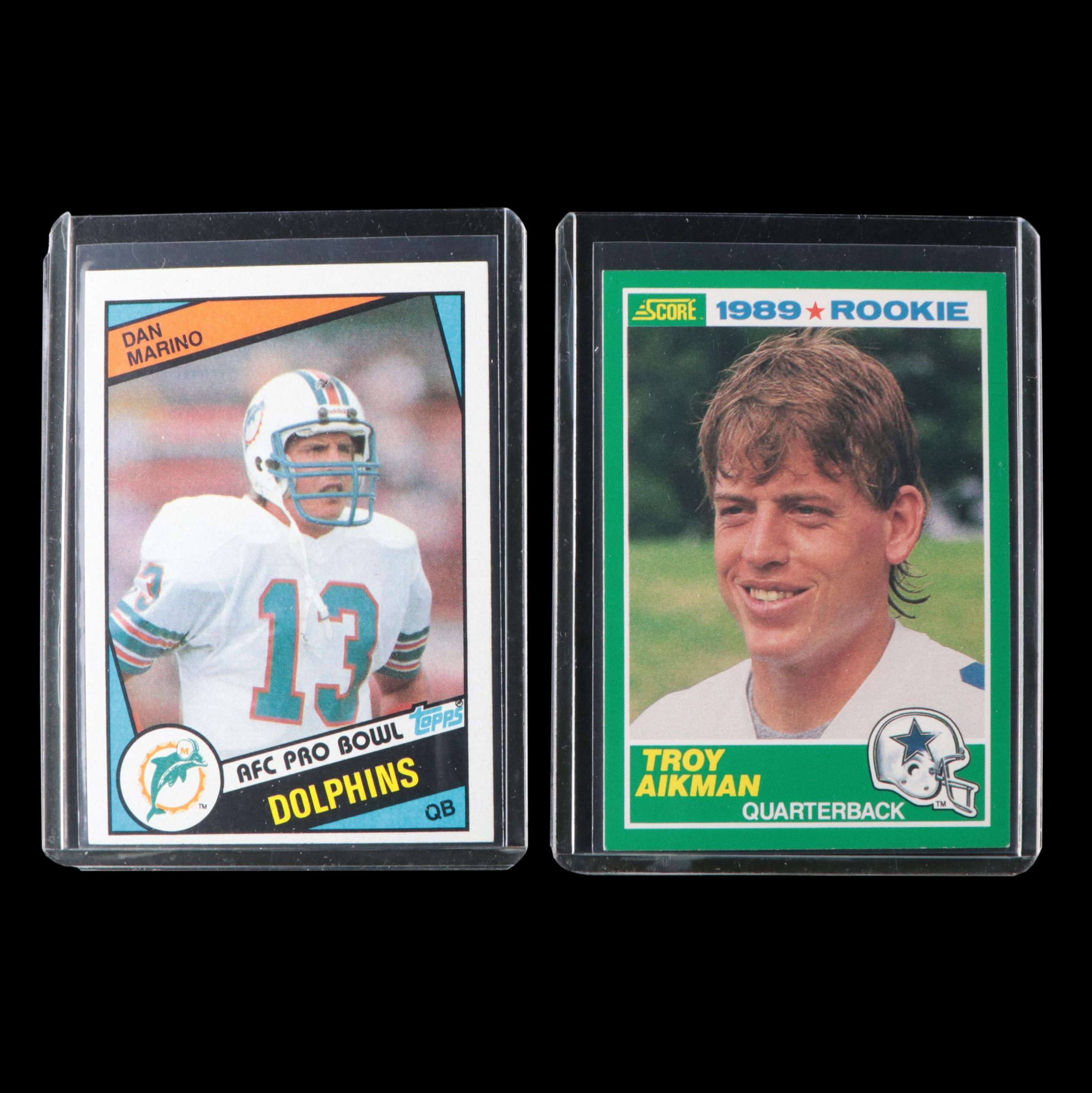 1984 Topps Dan Marino and 1989 Score Troy Aikman Rookie Football Cards