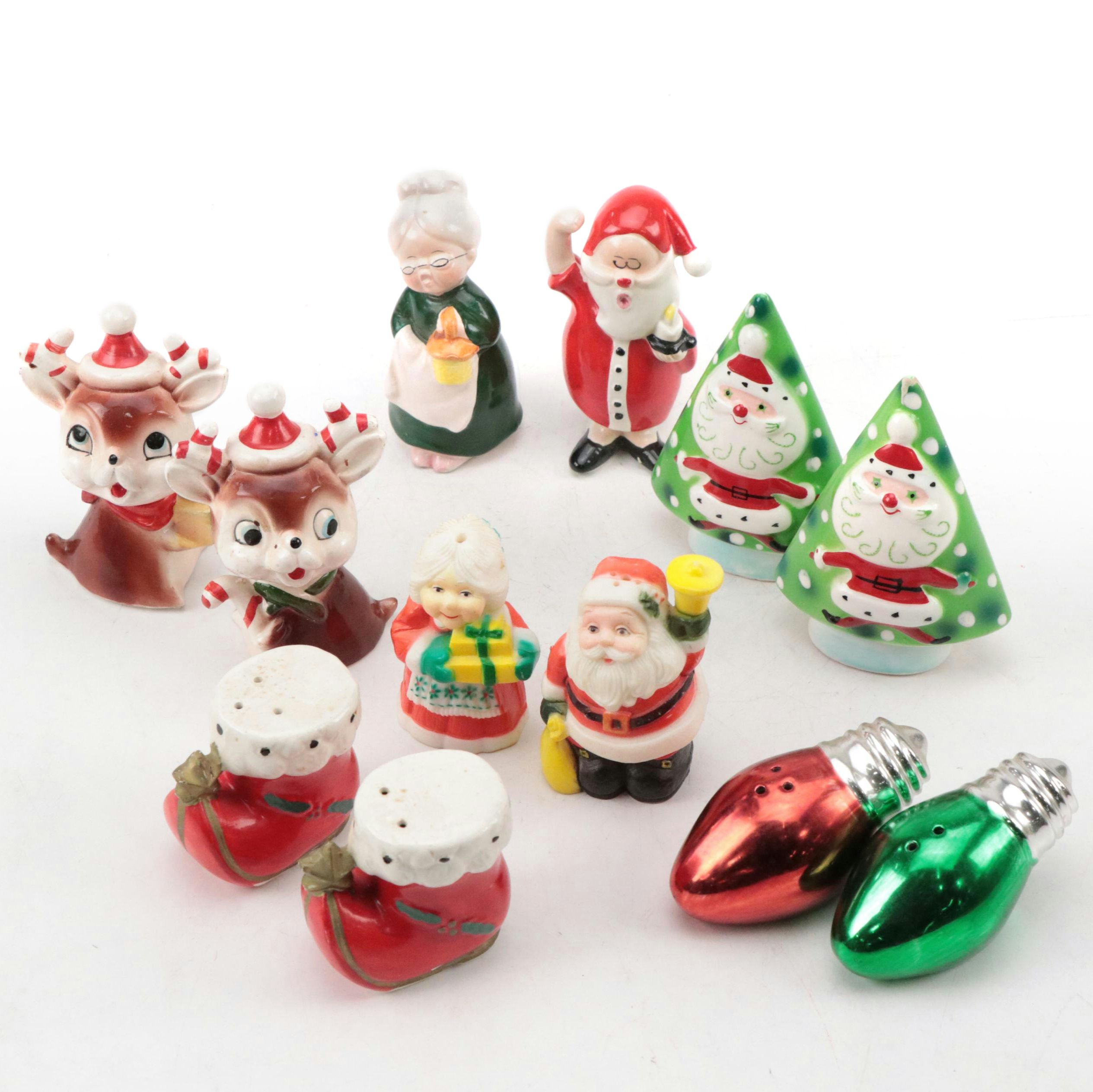 Christmas Shakers and Bells Including Mr. & Mrs. Claus, Reindeer, Lights & More