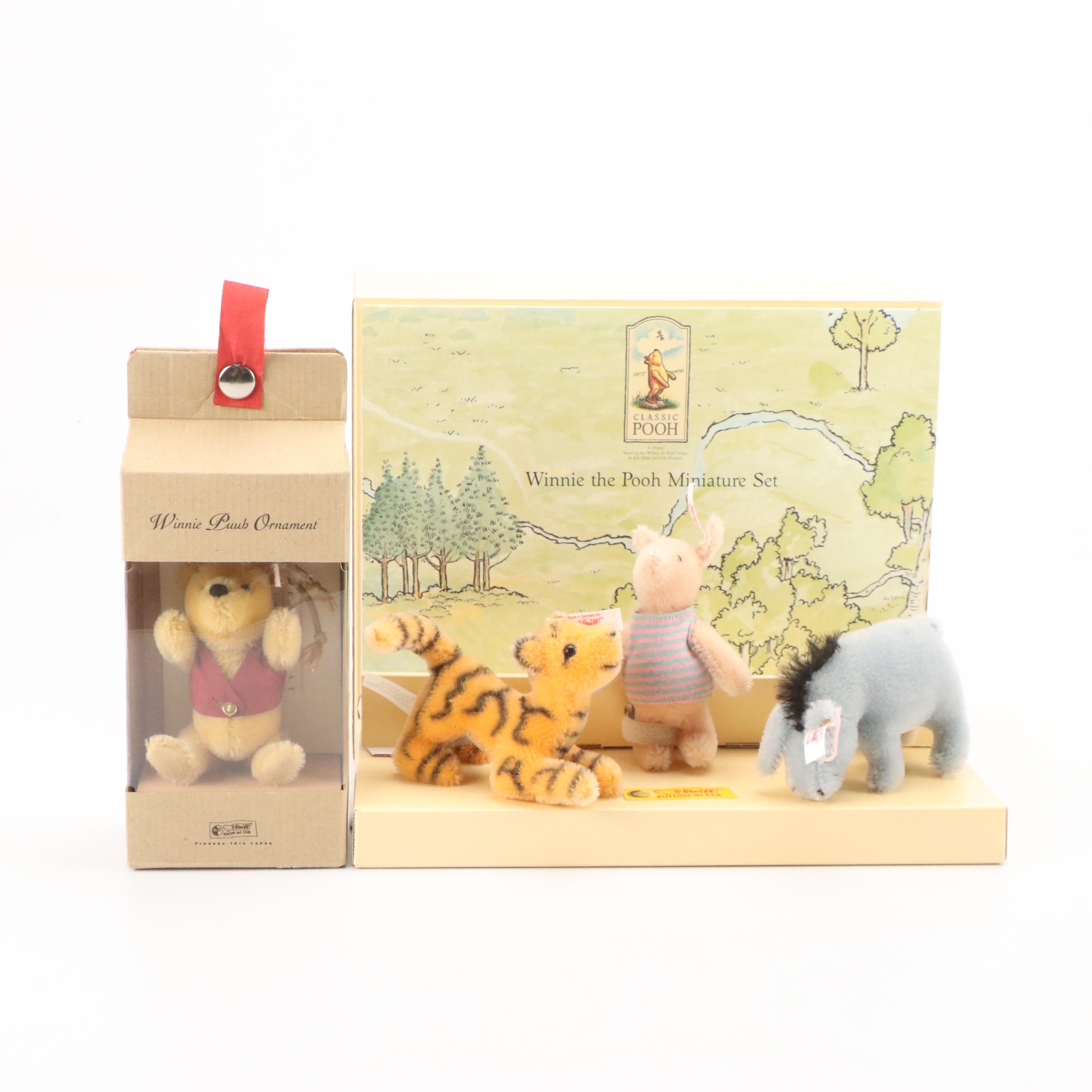 Steiff "Winnie the Pooh" Miniature Set with Winnie The Pooh Ornament