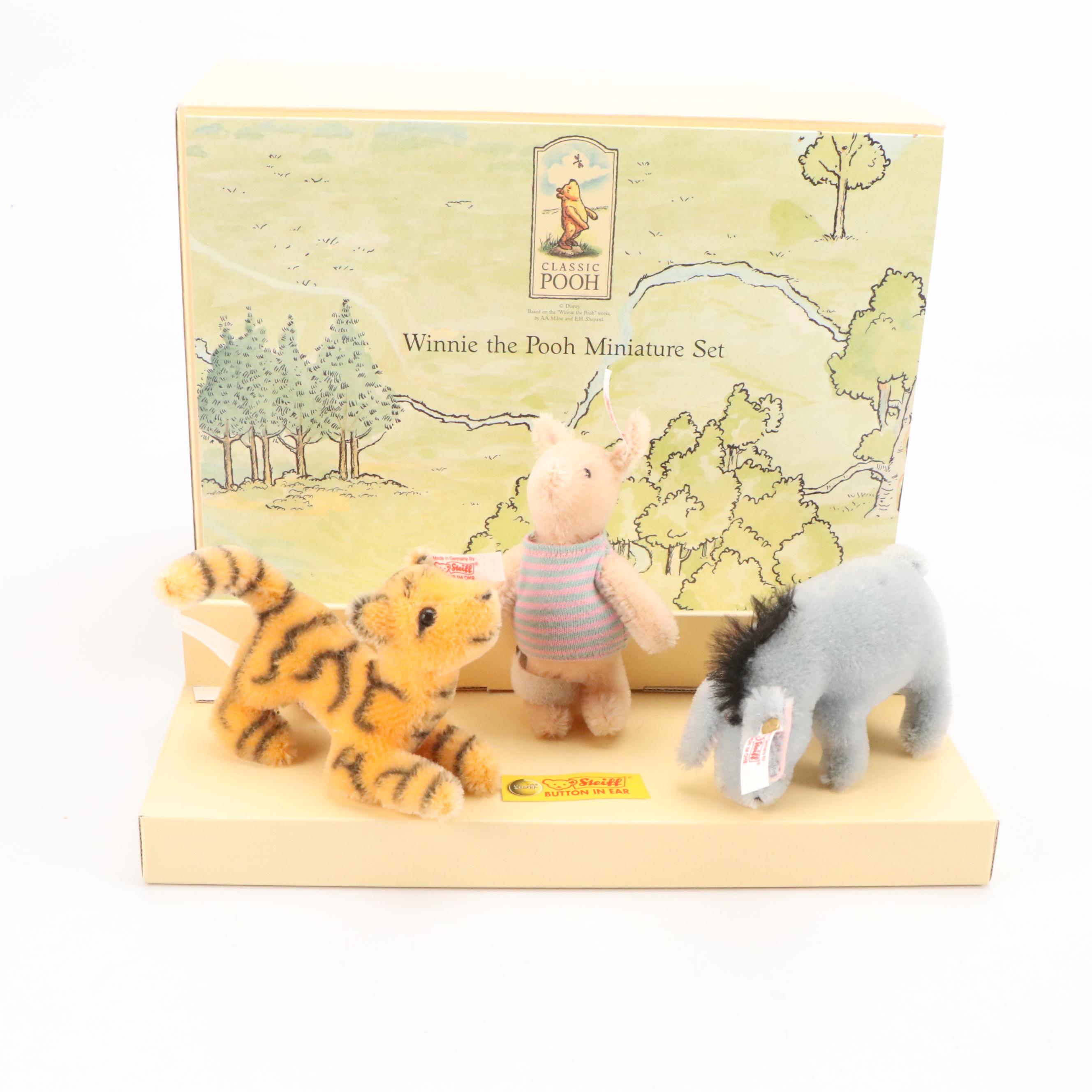 Steiff "Winnie the Pooh" Miniature Set with Winnie The Pooh Ornament