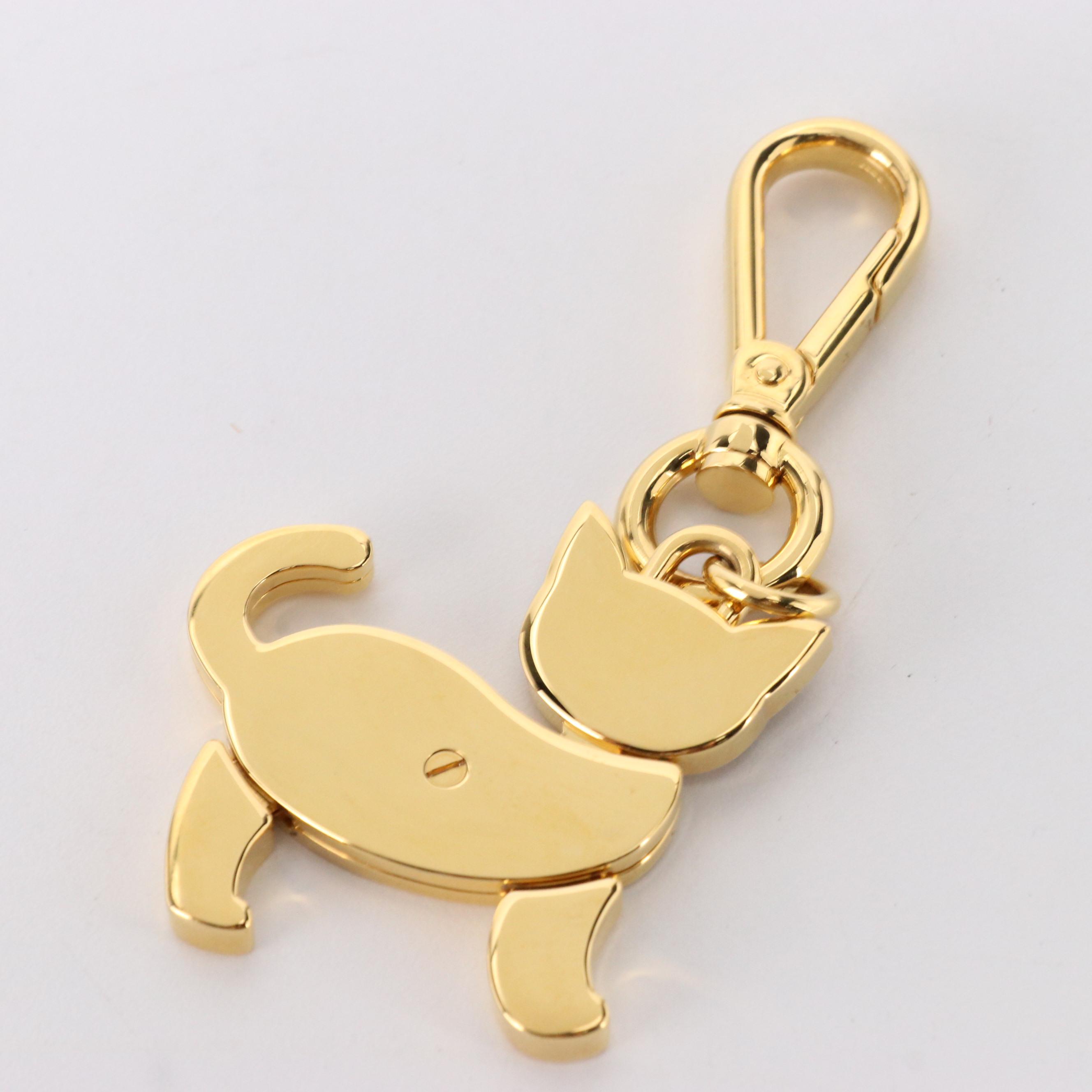 Prada Enamel Black Cat Keychain in Box