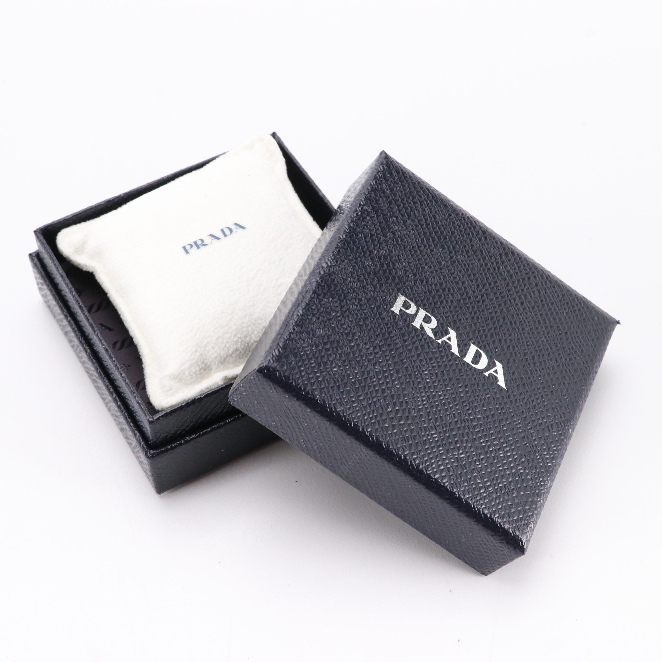 Prada Enamel Black Cat Keychain in Box