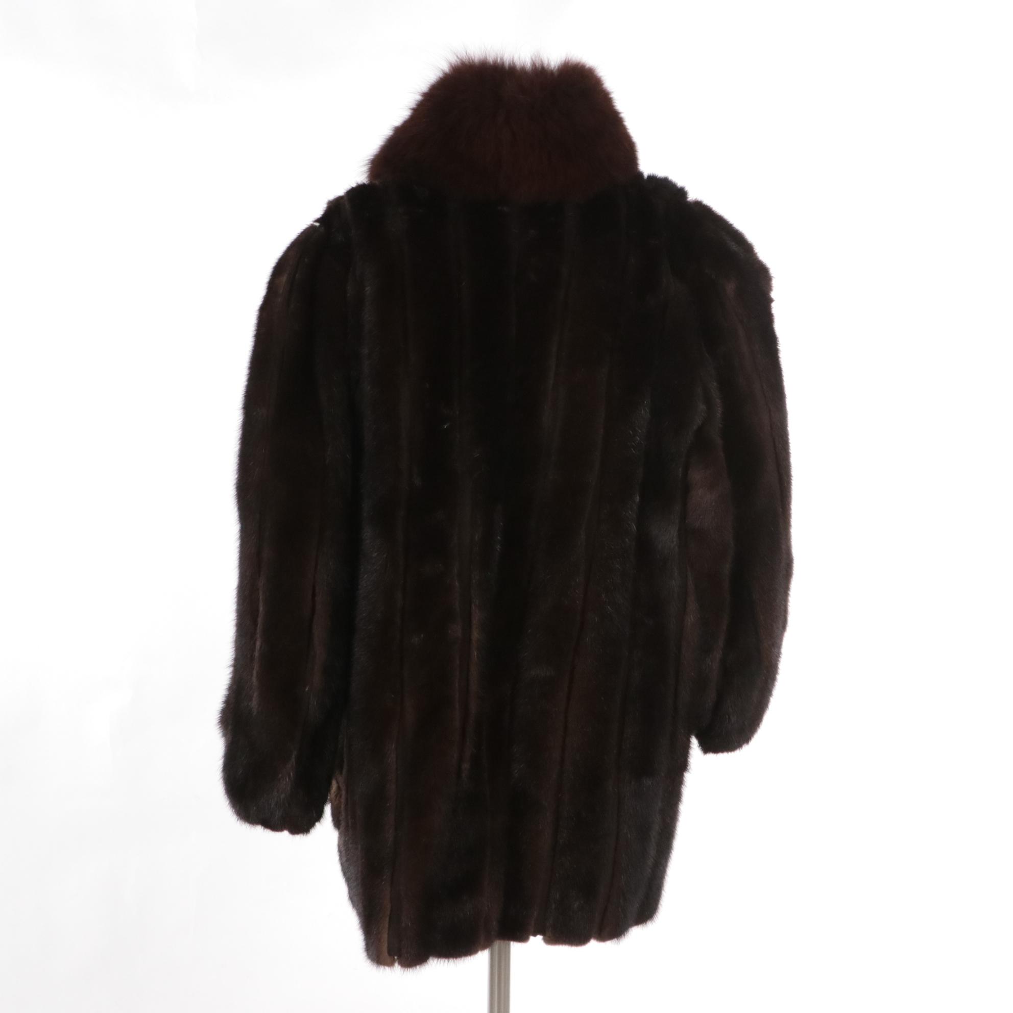Mink Fur and Suede Stroller with Fox Fur Collar