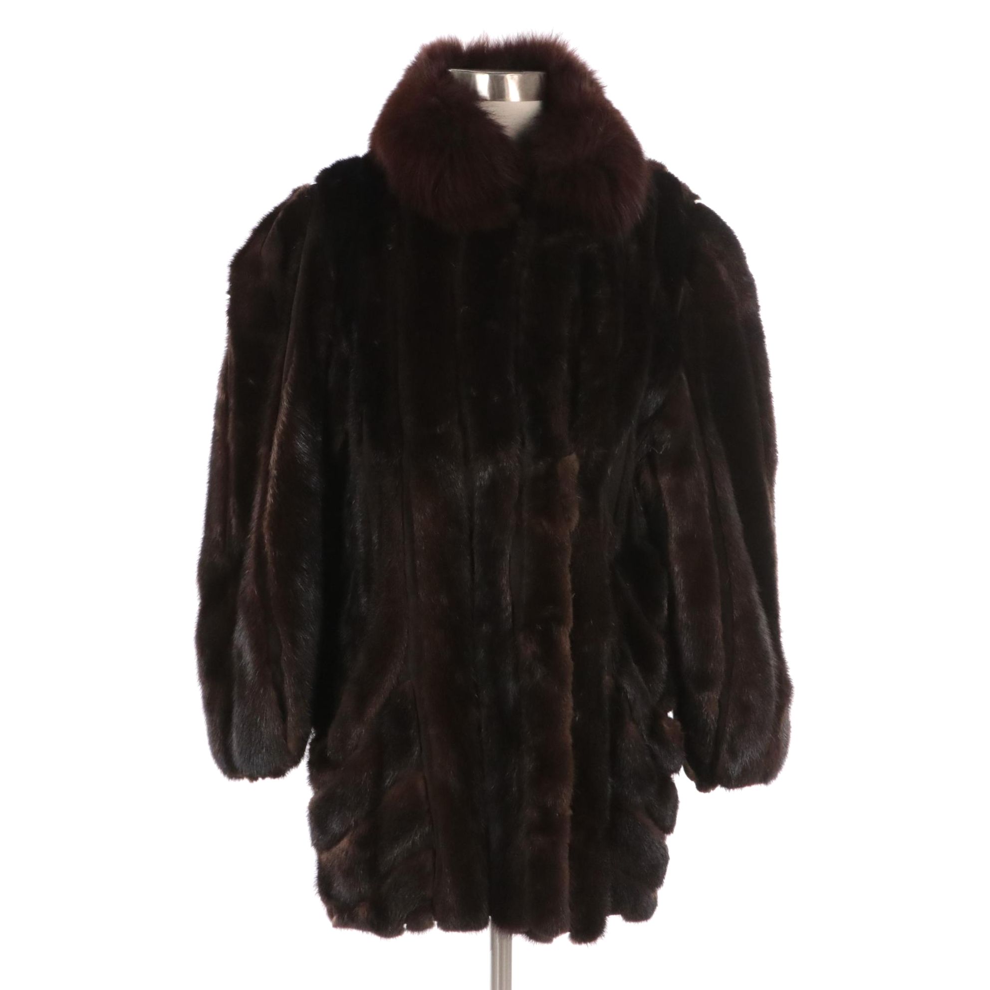 Mink Fur and Suede Stroller with Fox Fur Collar