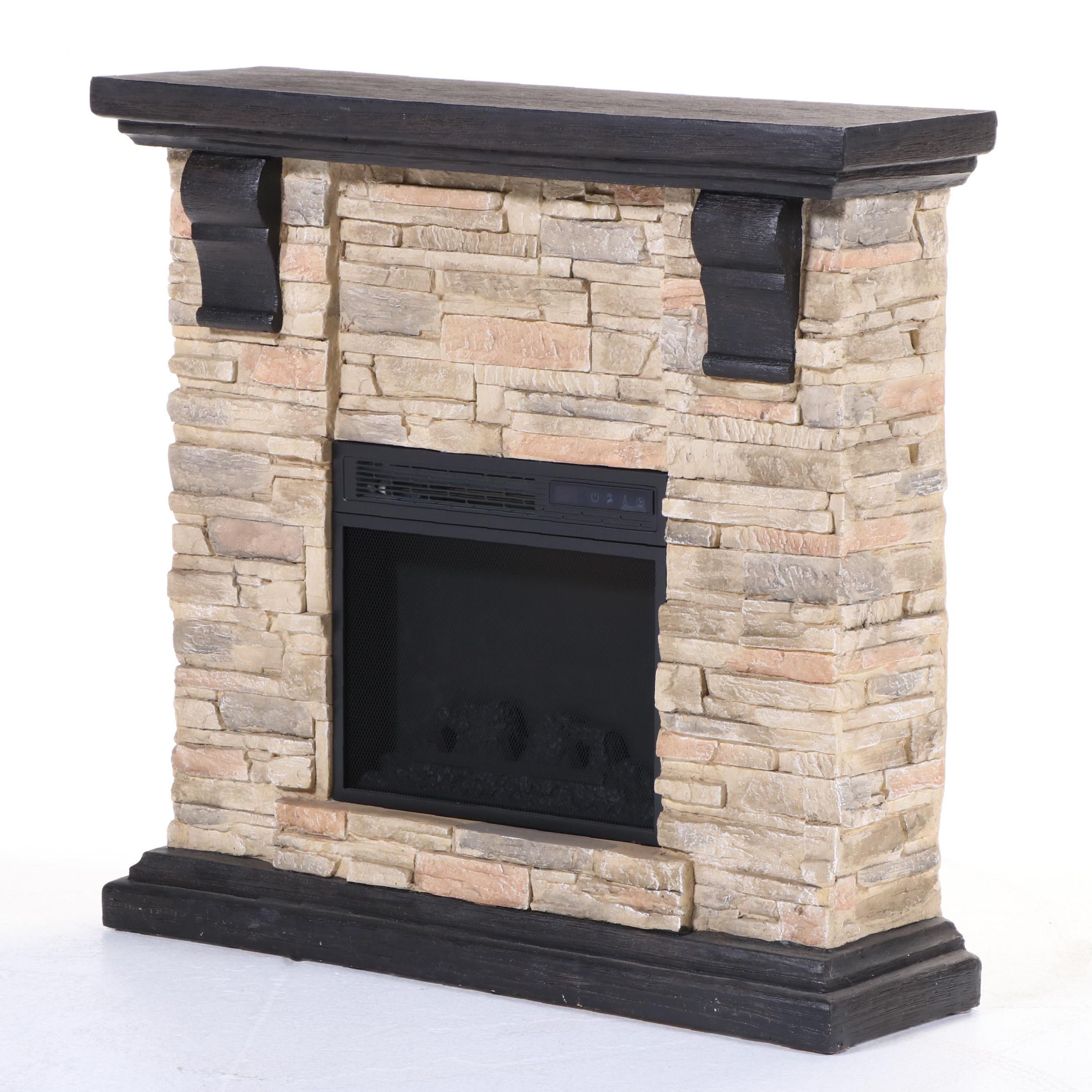 Twin-Star International, Inc. Contemporary Faux Stone Electric Fireplace