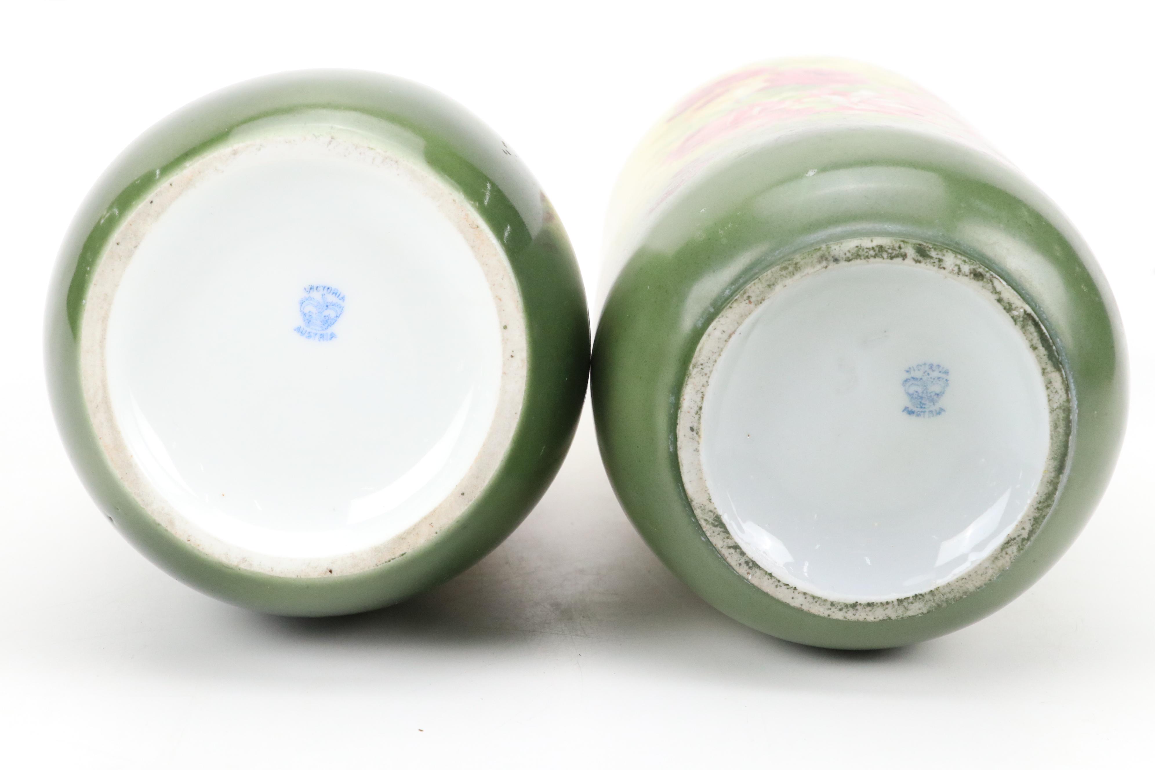 Austrian Victoria Porcelain Vases