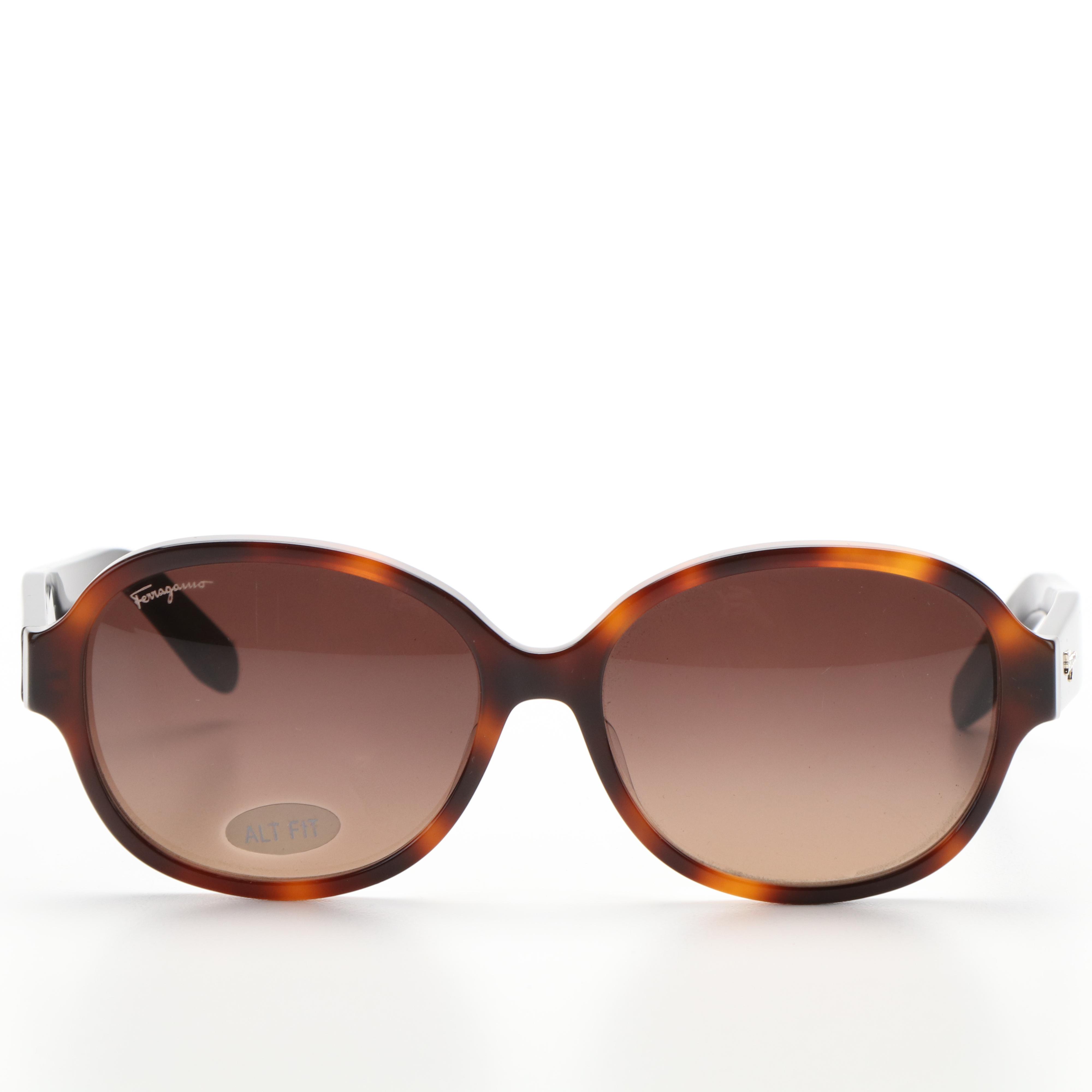 Salvatore Ferragamo SF885SA Tortoise Style Oval Sunglasses with Case