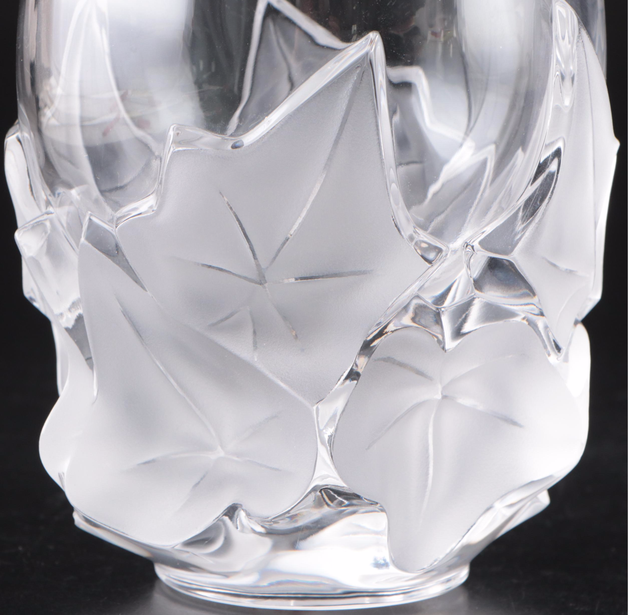 Lalique "Hedera" Crystal Vase and "Bestia" Crystal Pin Tray