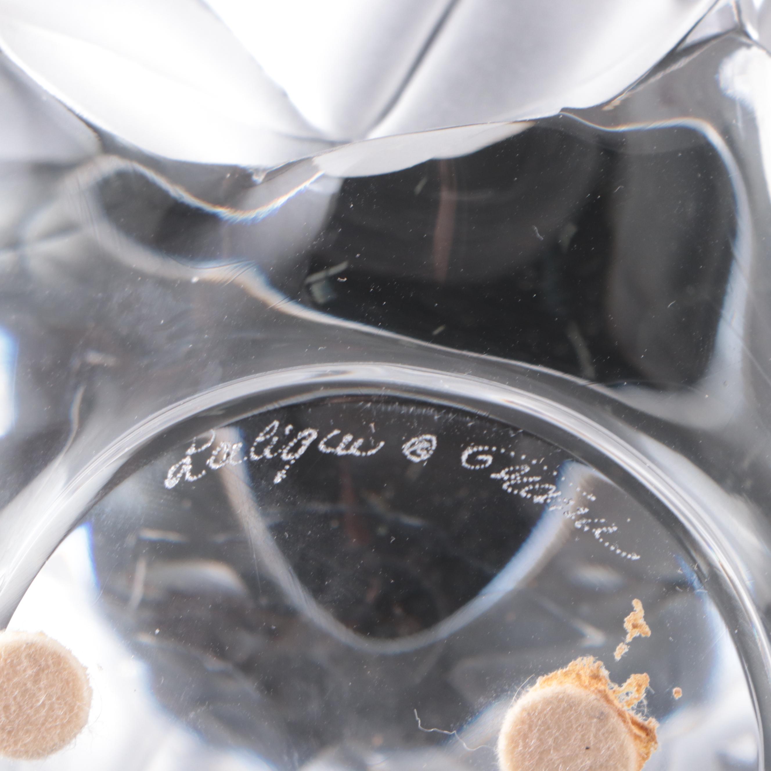 Lalique "Hedera" Crystal Vase and "Bestia" Crystal Pin Tray