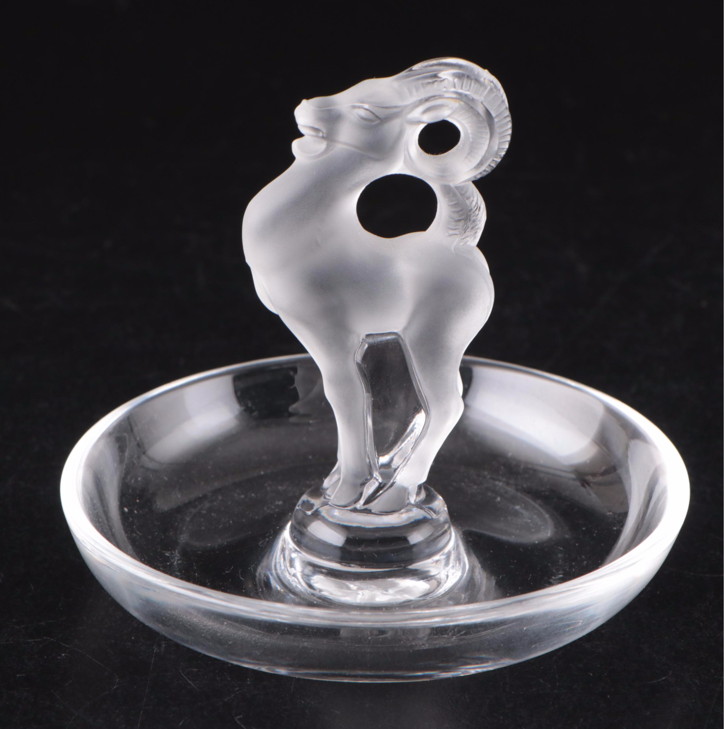 Lalique "Hedera" Crystal Vase and "Bestia" Crystal Pin Tray
