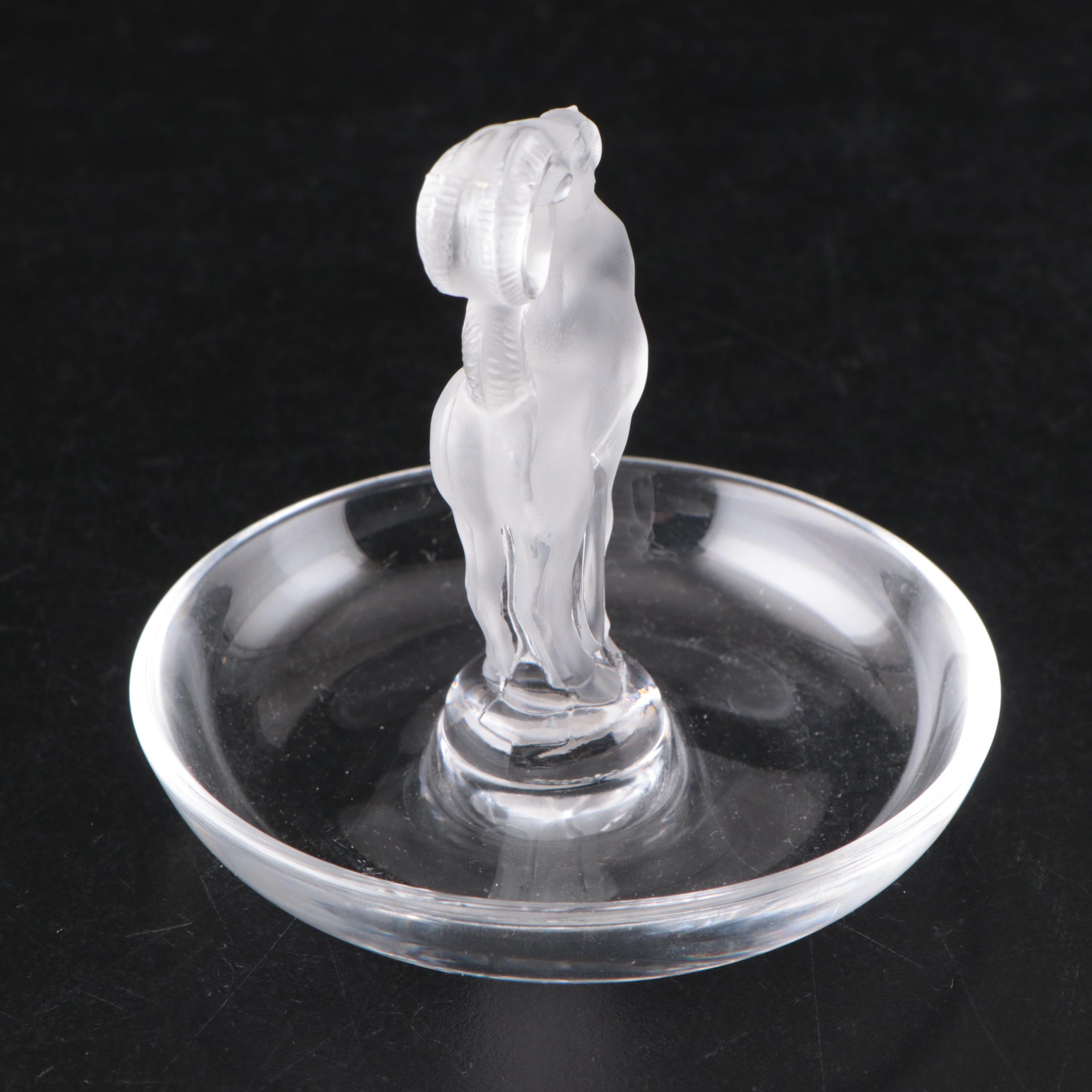 Lalique "Hedera" Crystal Vase and "Bestia" Crystal Pin Tray