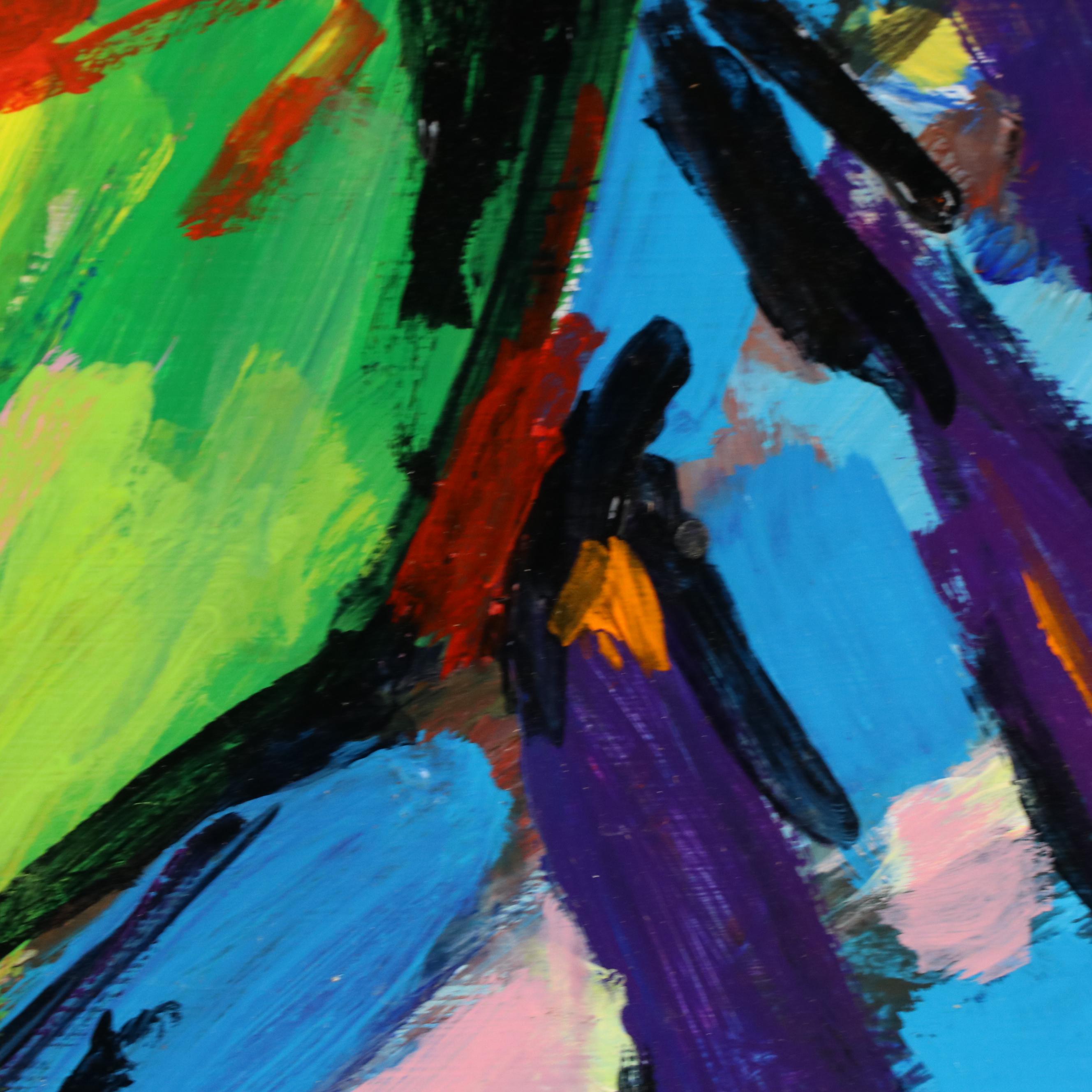 Gwen Doppler Abstract Acrylic Portrait Painting "Green Lady," 1998