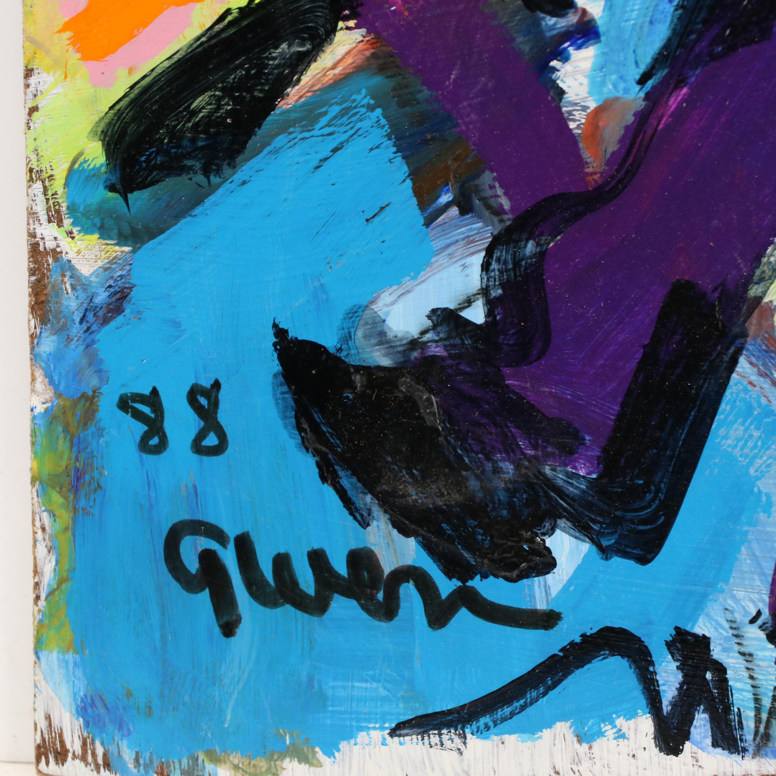 Gwen Doppler Abstract Acrylic Portrait Painting "Green Lady," 1998