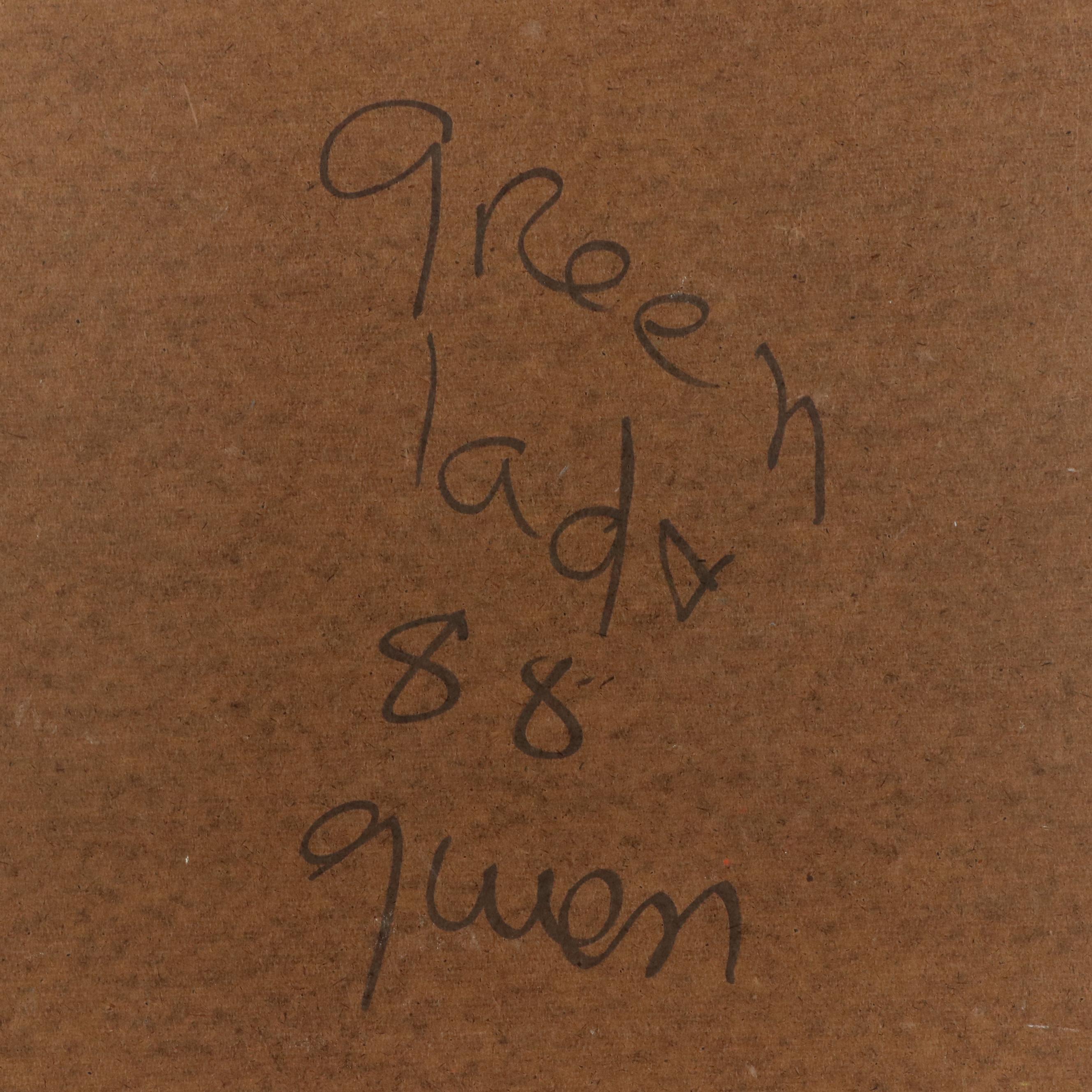 Gwen Doppler Abstract Acrylic Portrait Painting "Green Lady," 1998