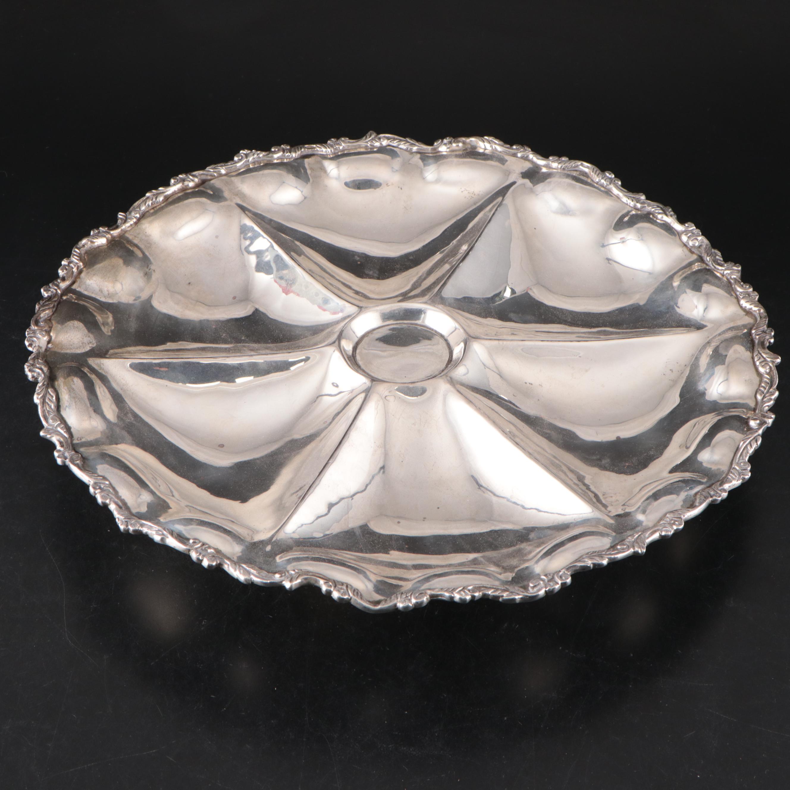 Mexican Sterling Silver Segmented Lazy Susan Serving Platter