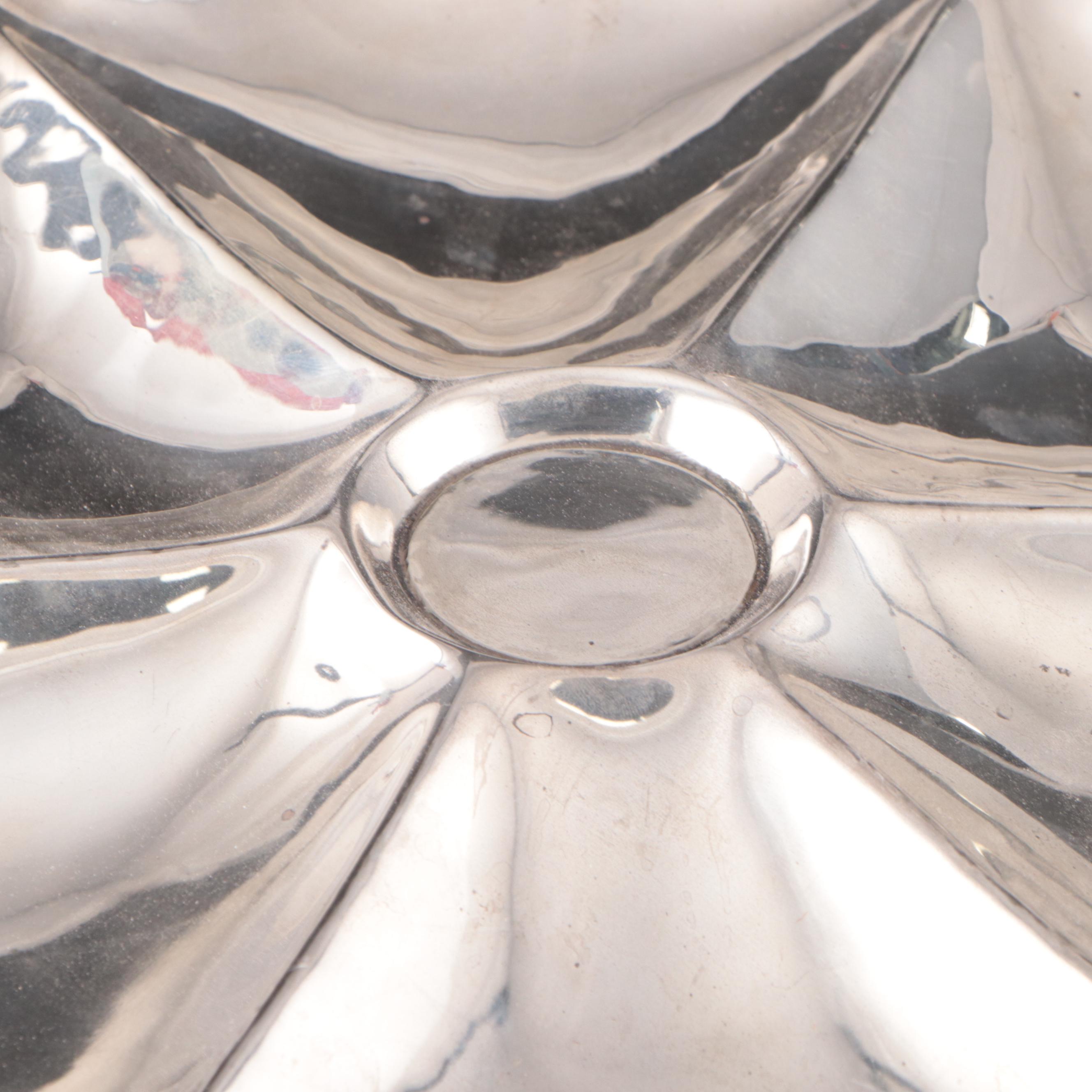 Mexican Sterling Silver Segmented Lazy Susan Serving Platter