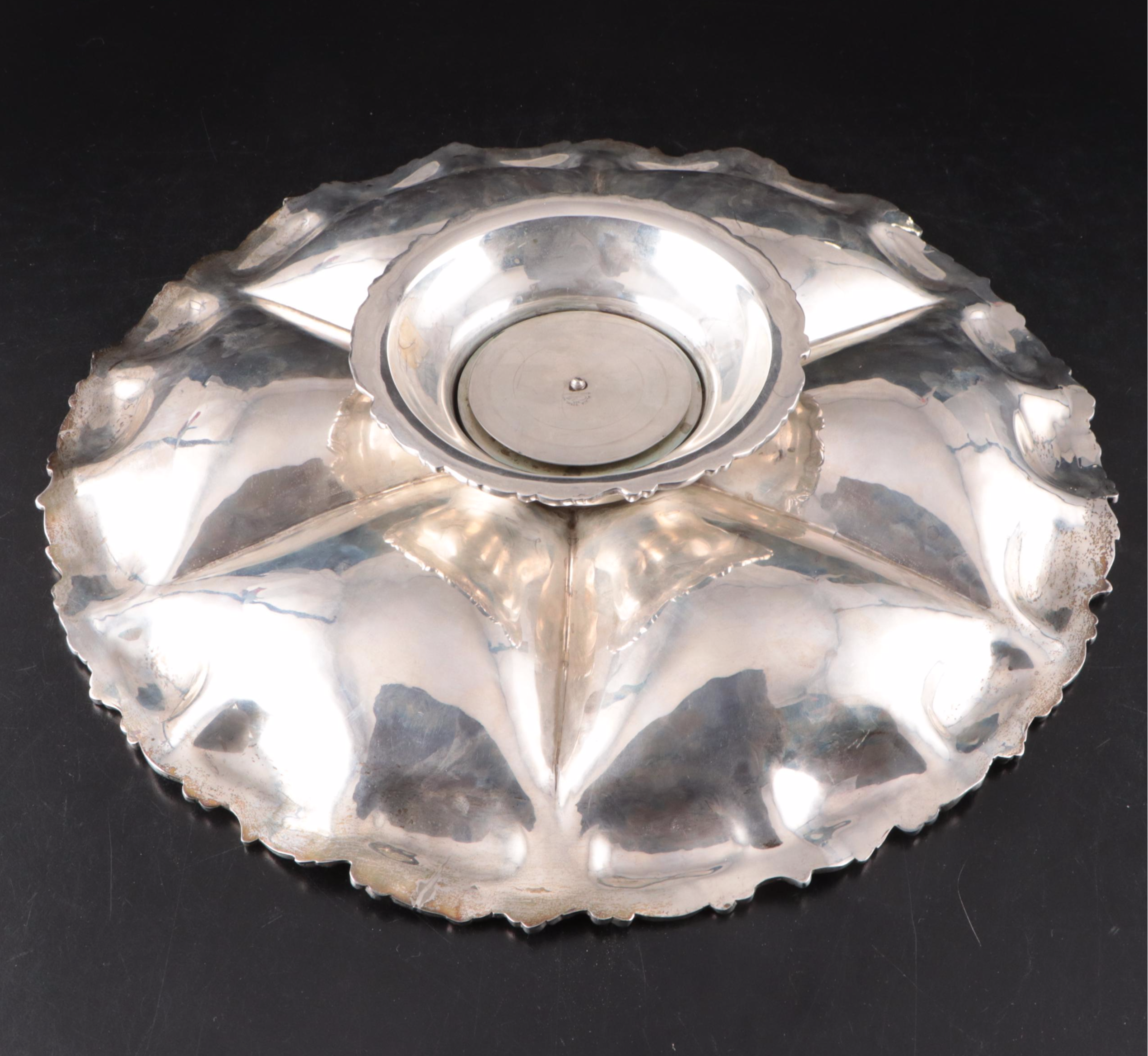 Mexican Sterling Silver Segmented Lazy Susan Serving Platter