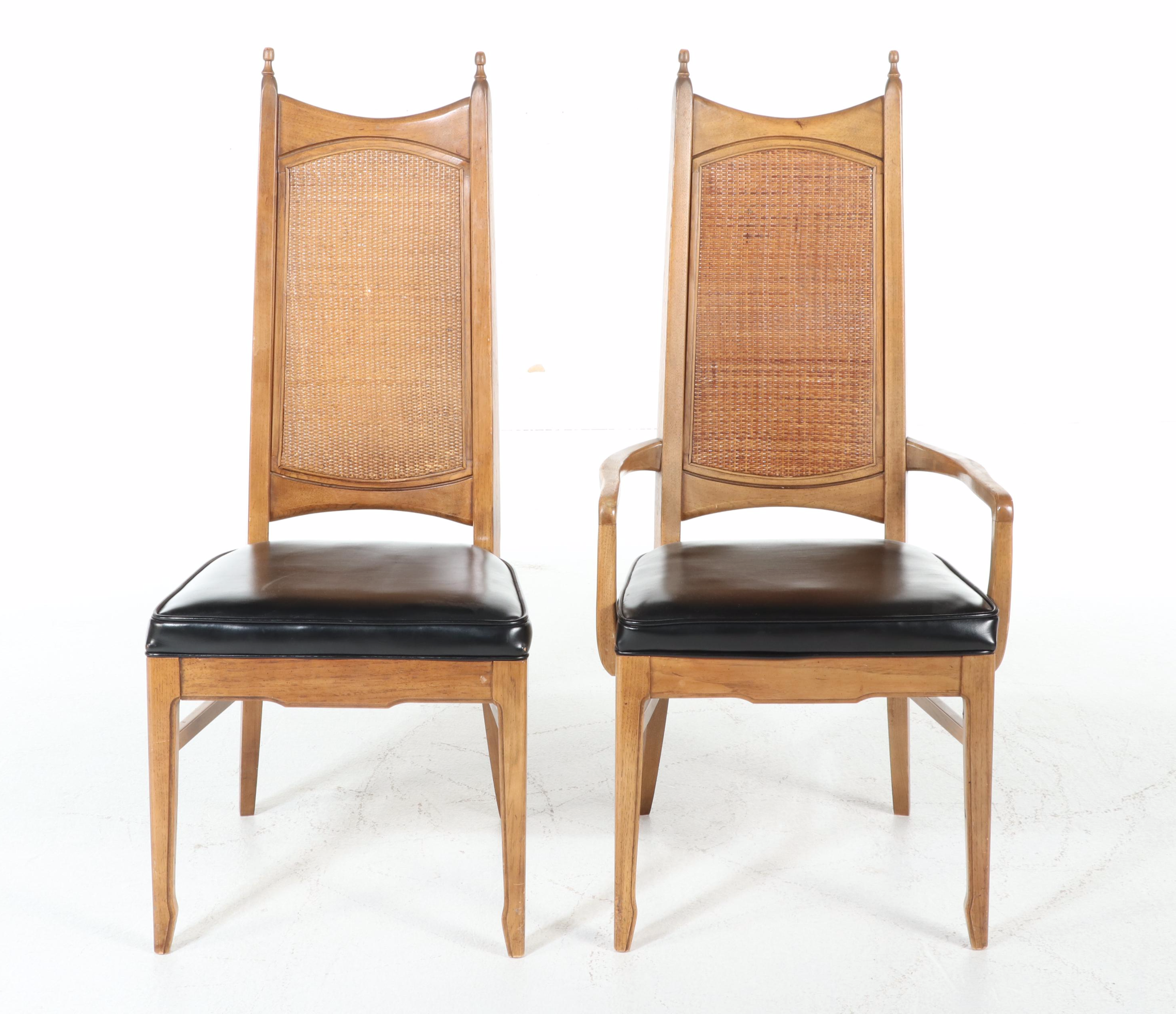 Thomasville Mid Century Modern Pecan Dining Table and Six Chairs, circa 1963