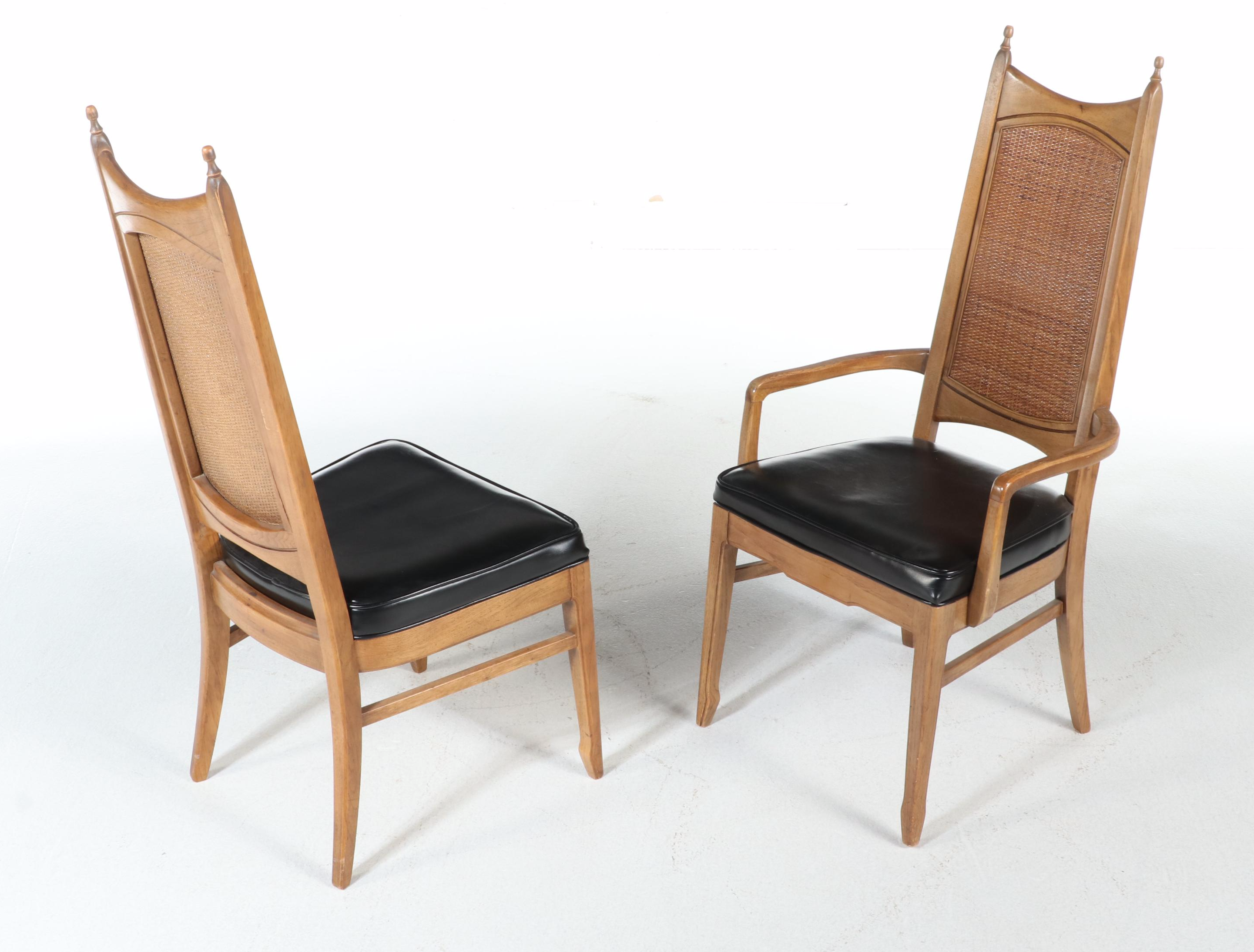 Thomasville Mid Century Modern Pecan Dining Table and Six Chairs, circa 1963