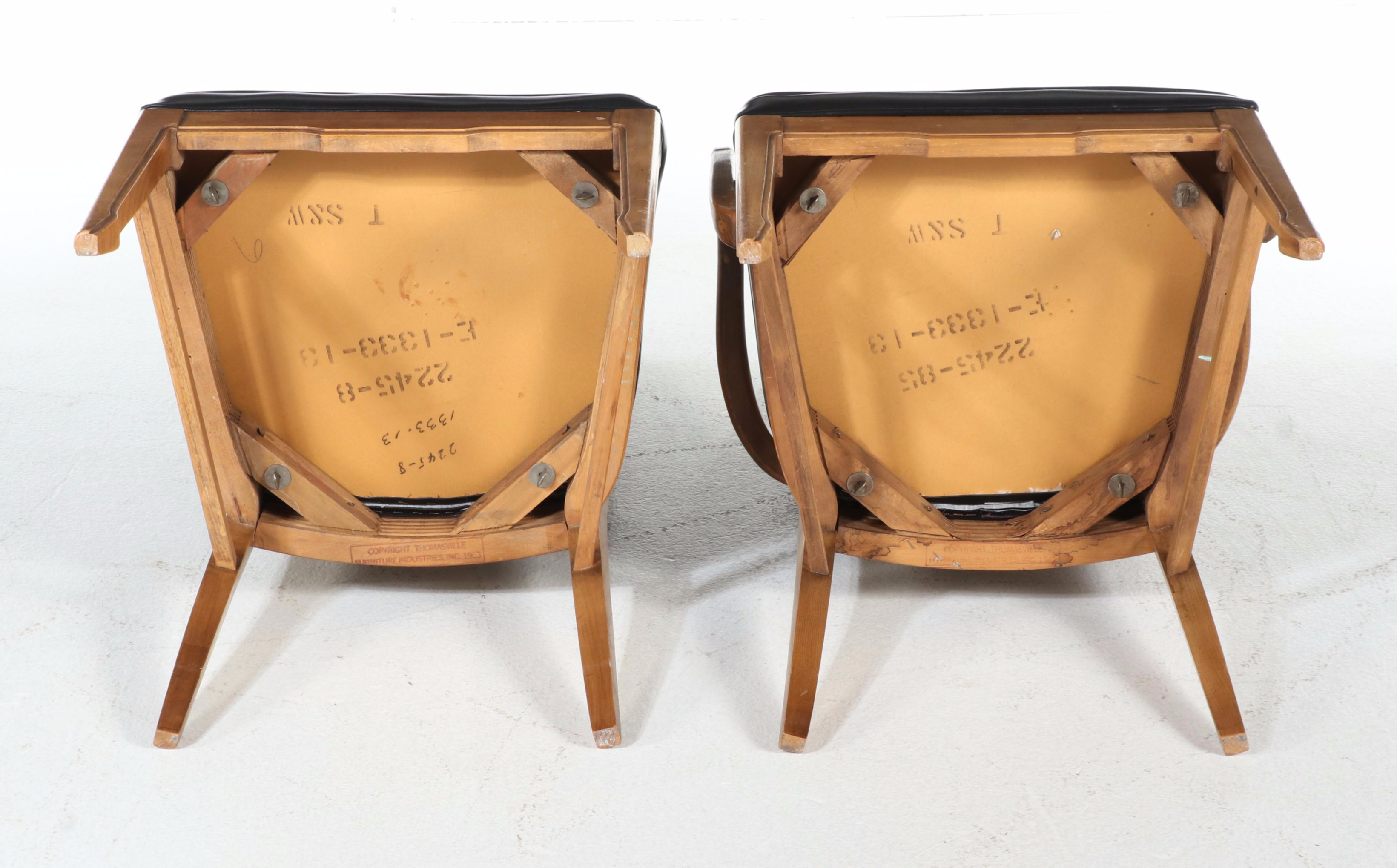 Thomasville Mid Century Modern Pecan Dining Table and Six Chairs, circa 1963