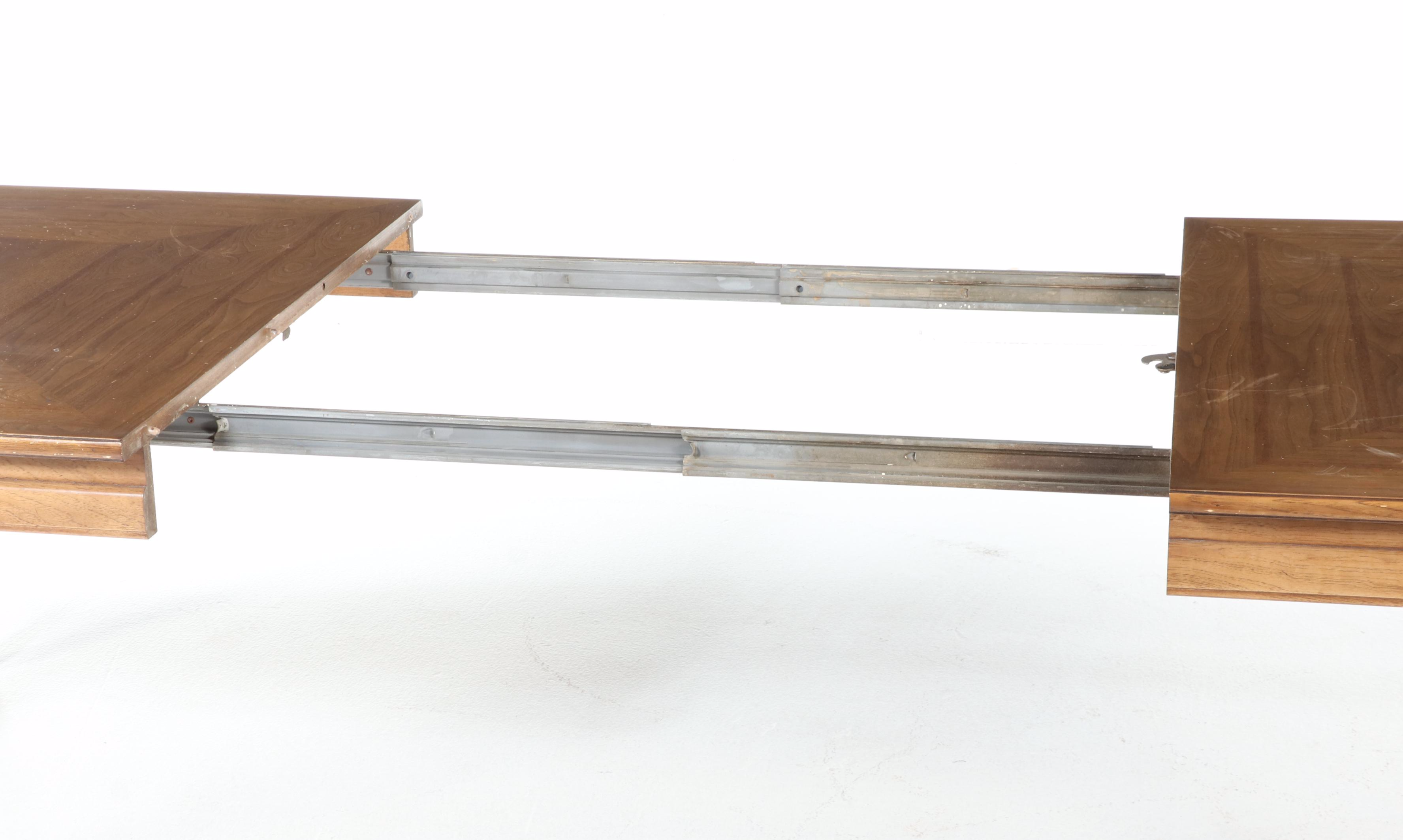 Thomasville Mid Century Modern Pecan Dining Table and Six Chairs, circa 1963