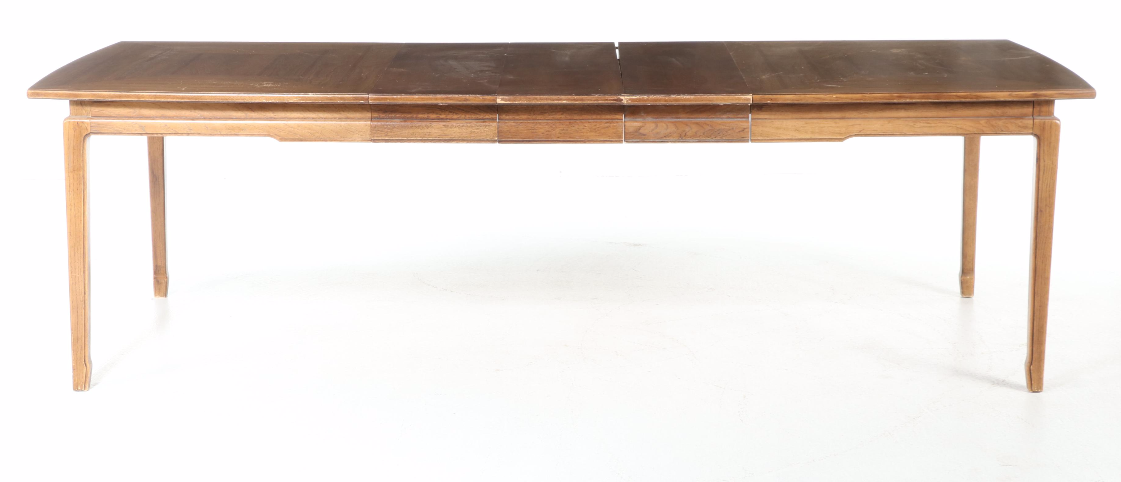 Thomasville Mid Century Modern Pecan Dining Table and Six Chairs, circa 1963