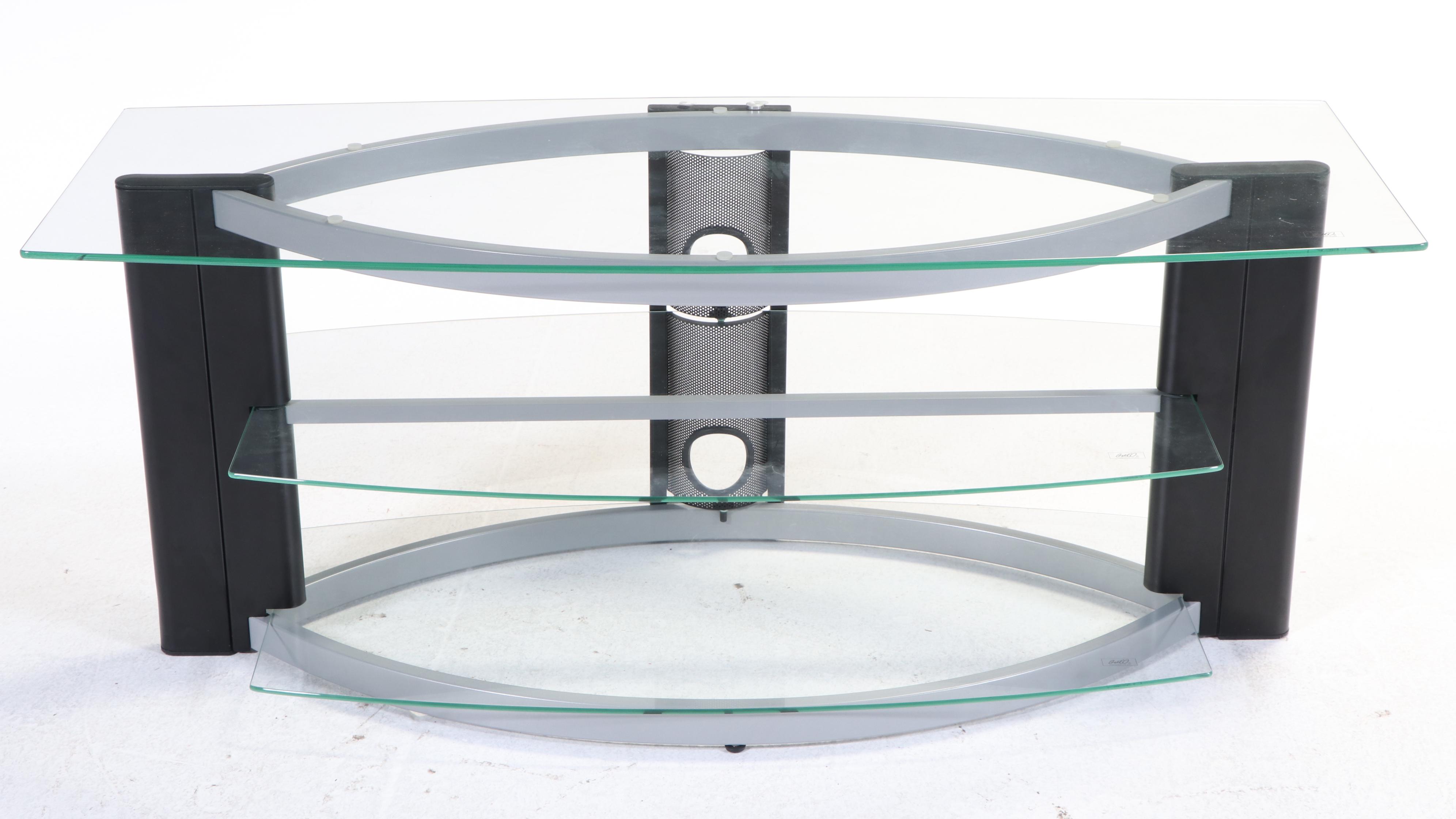 Bell'O "AVS-2552" Powder-Coated Metal and Tempered Glass Three-Tier TV Stand