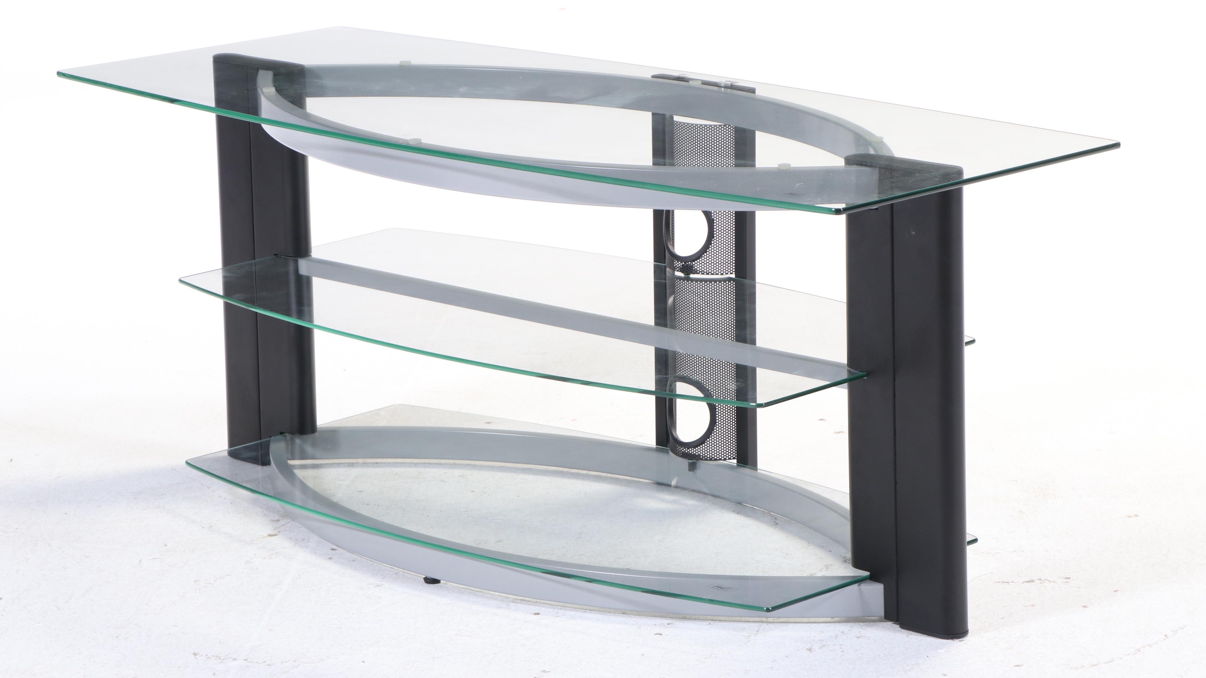 Bell'O "AVS-2552" Powder-Coated Metal and Tempered Glass Three-Tier TV Stand