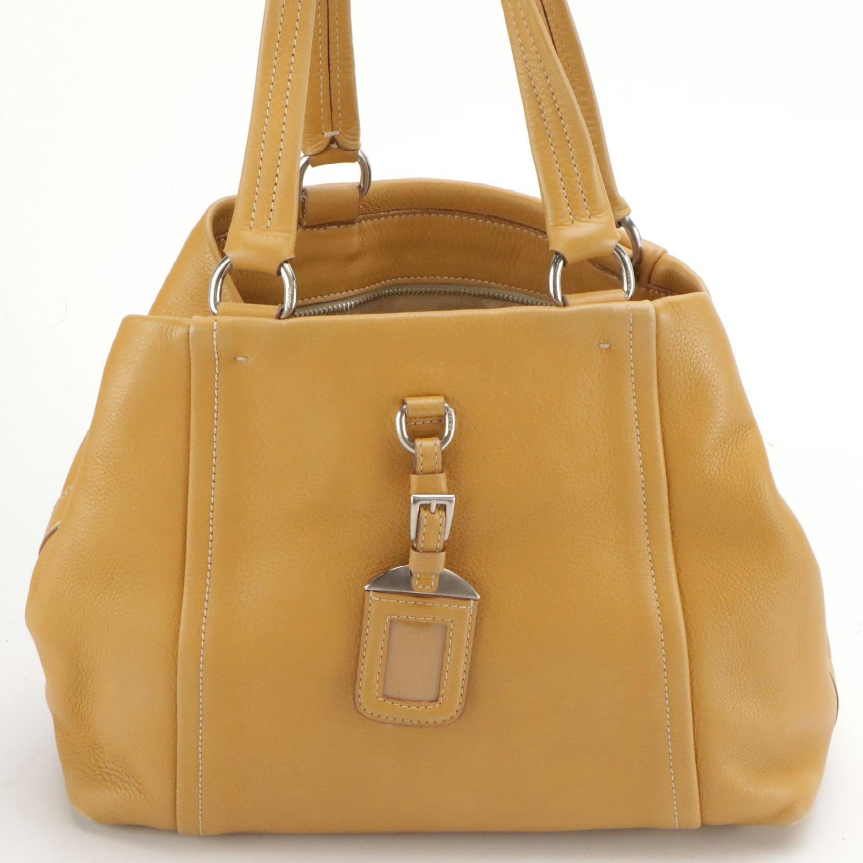 Prada Camel Brown Grained Leather Shoulder Bag