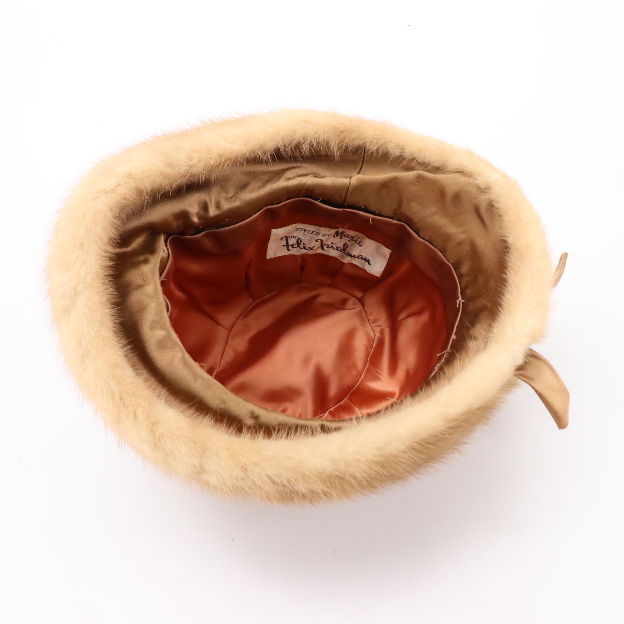 Vintage Mink Fur Bumper Hat by Felix Friedman with Box