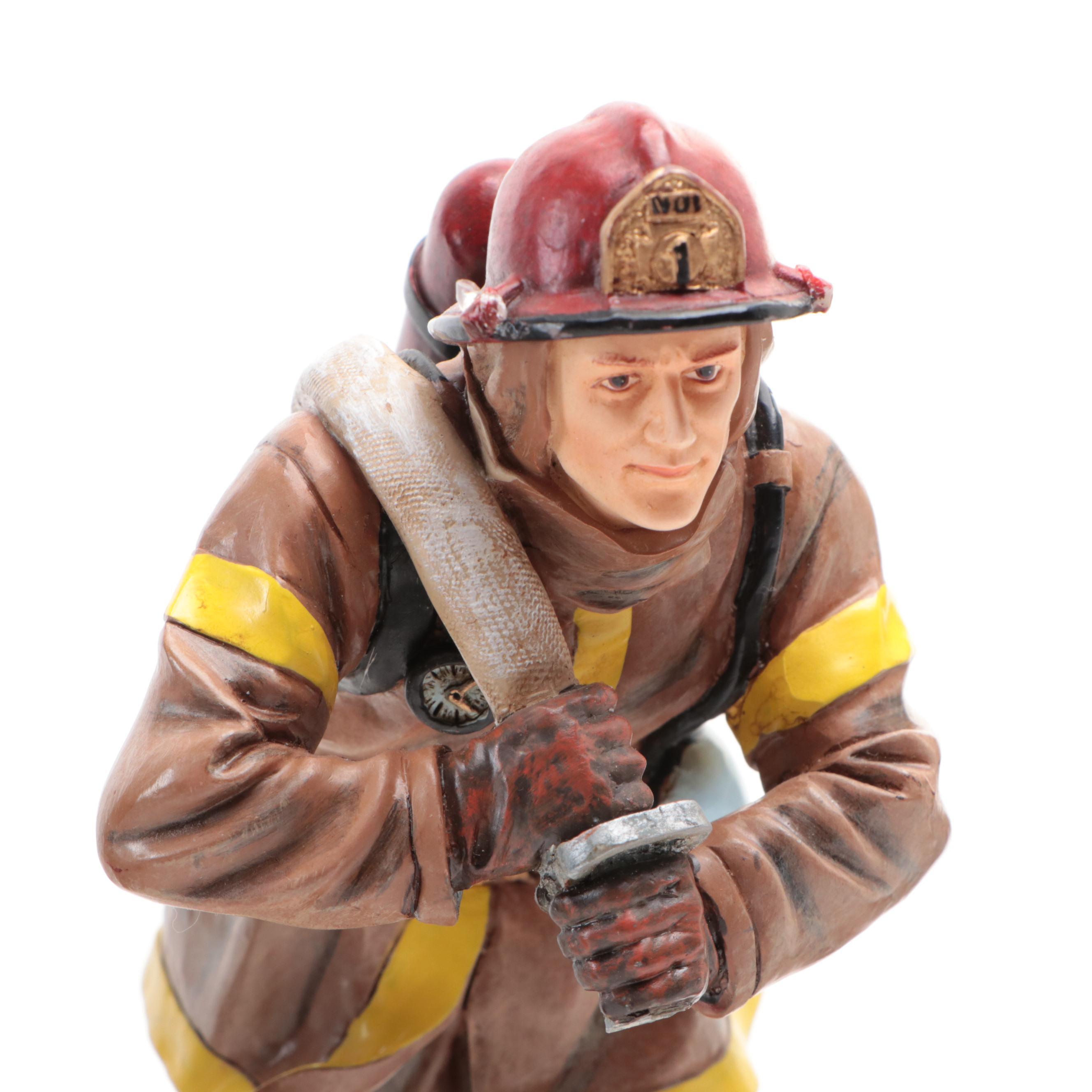 Vanmark Red Hats of Courage Resin Firefighter Figurines