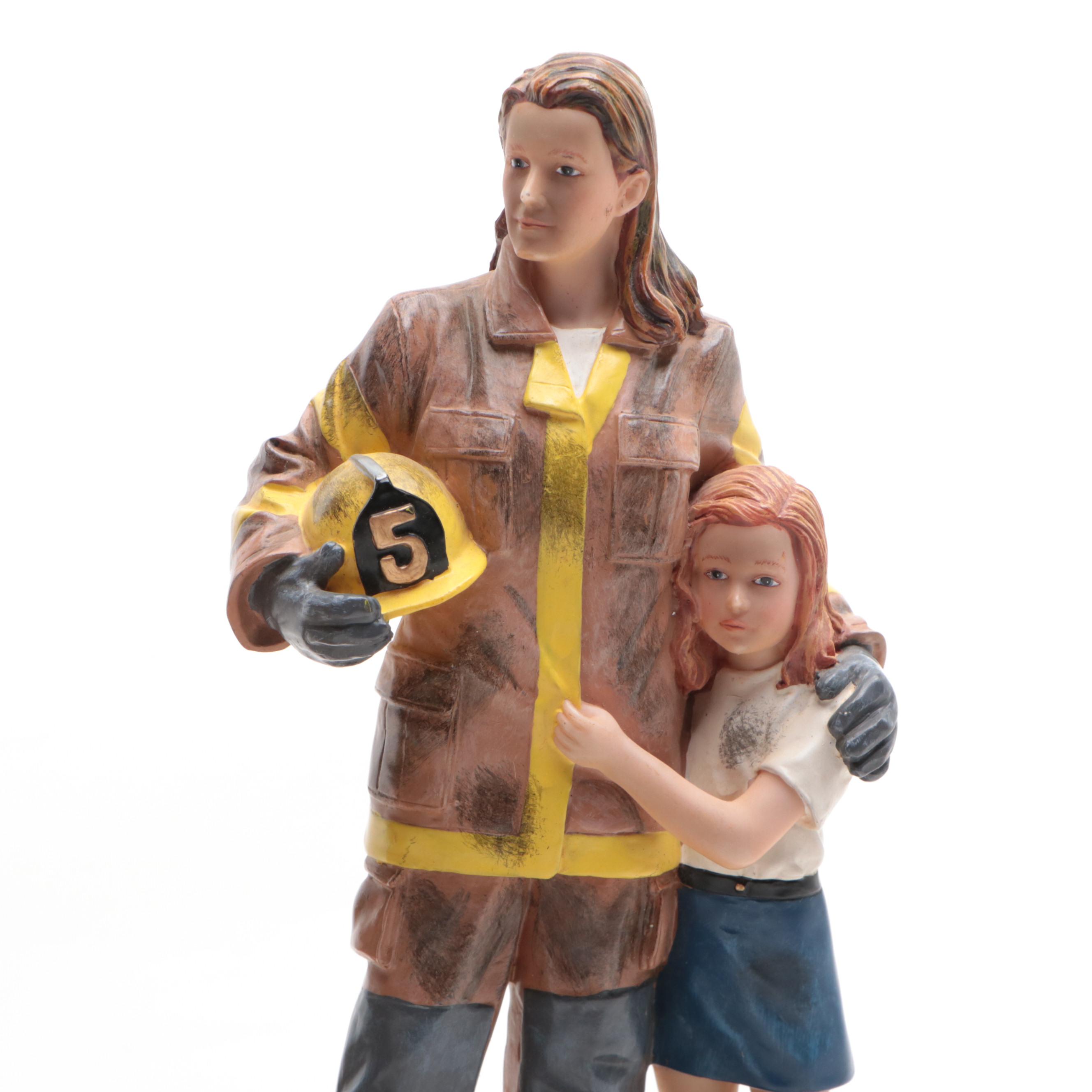 Vanmark Red Hats of Courage Resin Firefighter Figurines